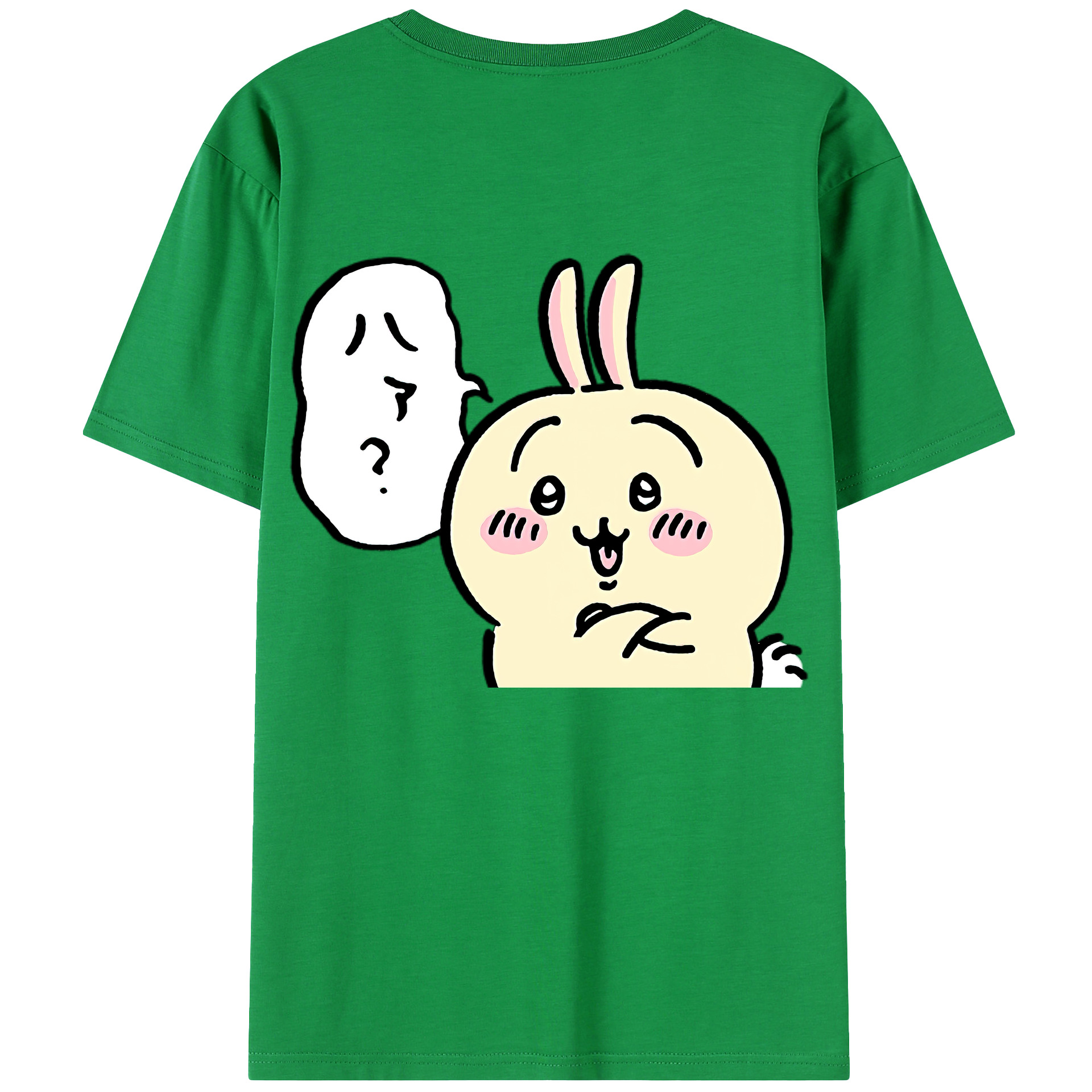 （画像用） ちいかわ うさぎ Chii-kawa usagi 綿100％ メンズ半袖Tシャツ（バックプリント） 通気性