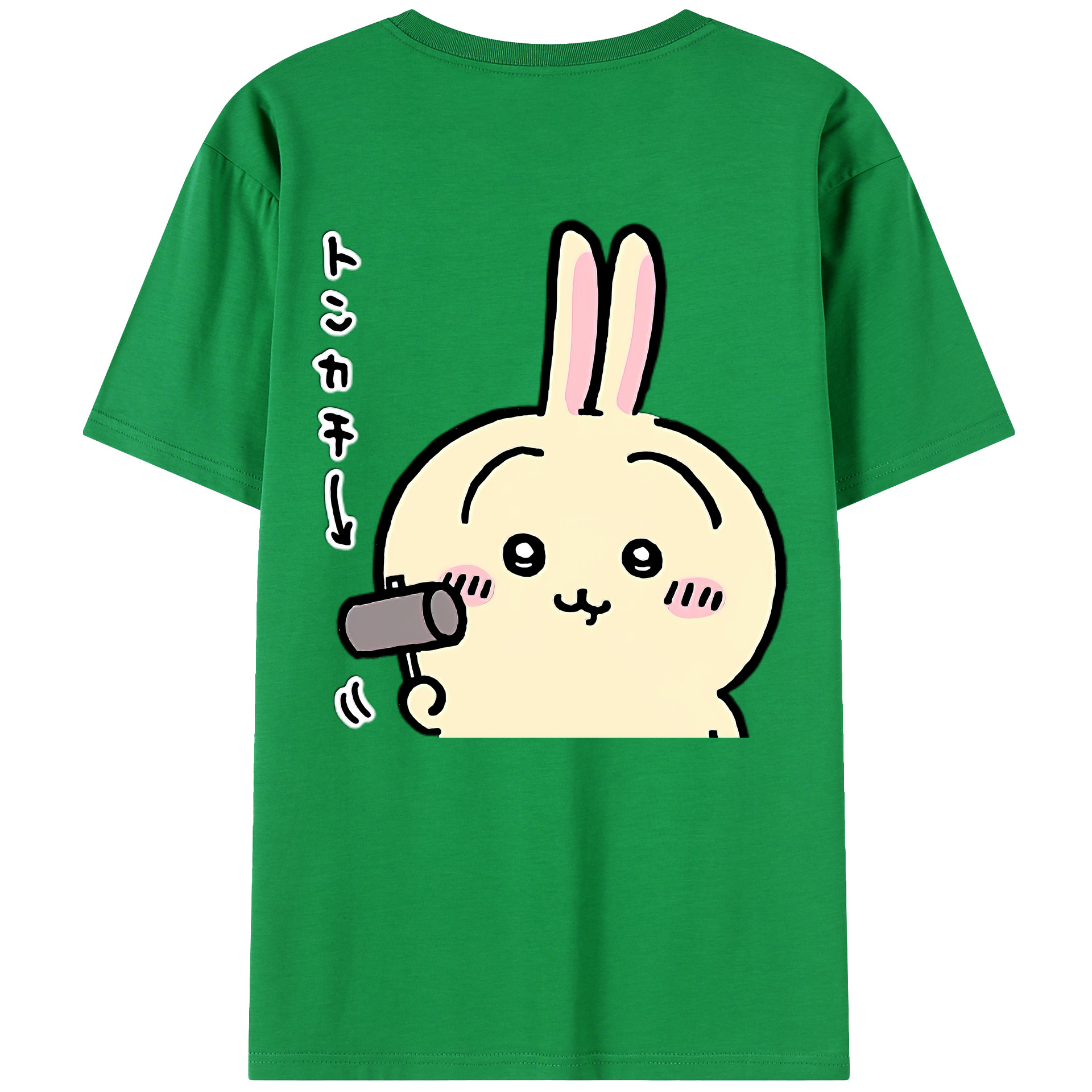 （画像用） ちいかわ うさぎ Chii-kawa usagi 綿100％ メンズ半袖Tシャツ（バックプリント） 通気性