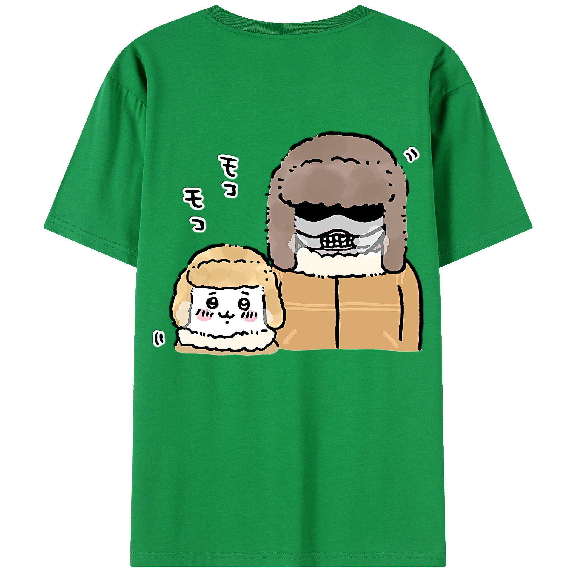 （画像用） ちいかわ 労働の鎧さん Chii-kawa Mr. Armor of Labor 綿100％ メンズ半袖Tシャツ（バックプリント） 通気性