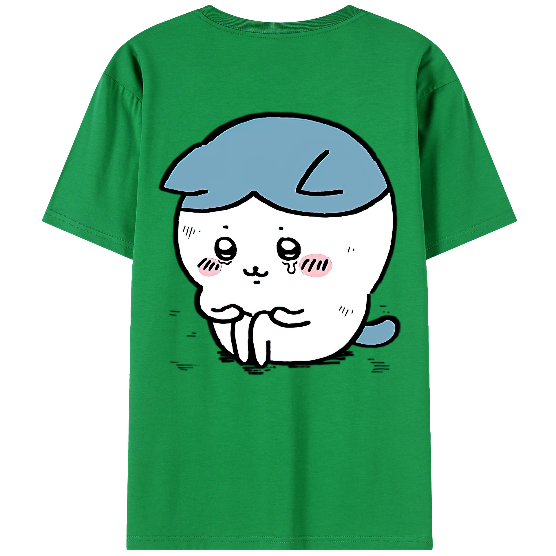 （画像用） ちいかわ ハチワレ Chii-kawa hachiware 綿100％ メンズ半袖Tシャツ（バックプリント） 通気性