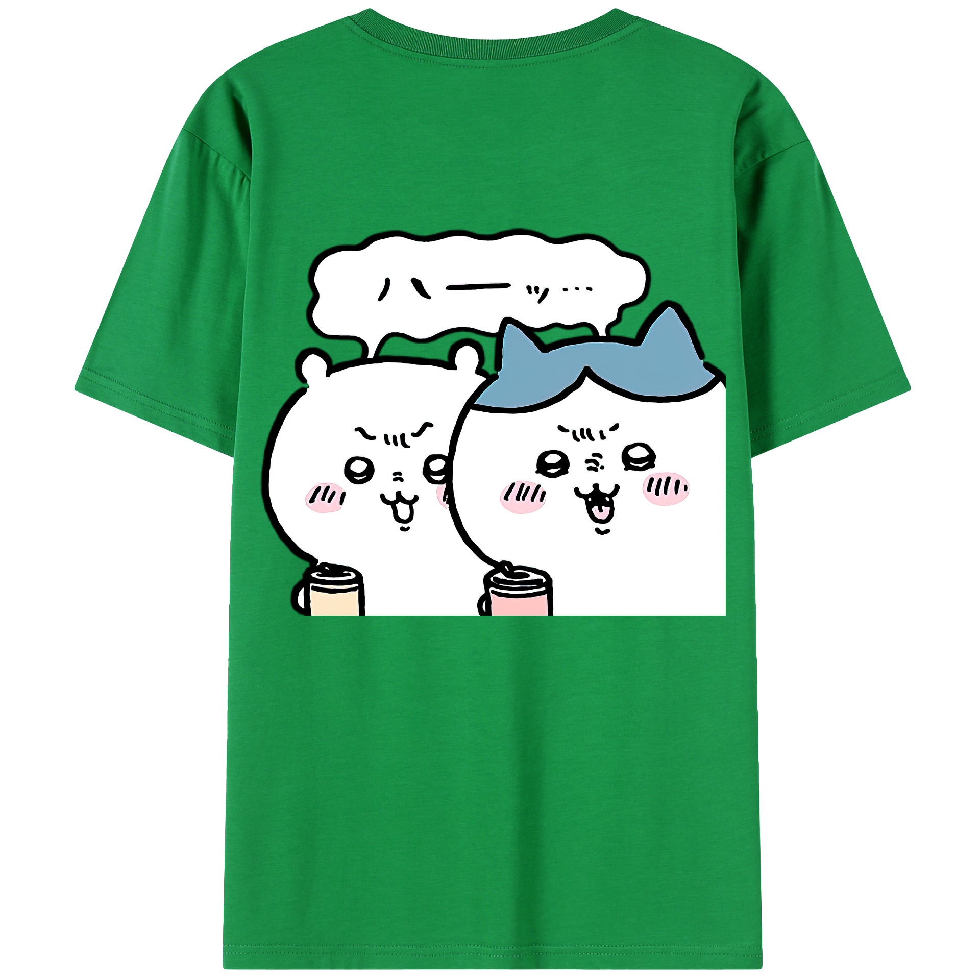 （画像用） ちいかわ ハチワレ Chii-kawa hachiware 綿100％ メンズ半袖Tシャツ（バックプリント） 通気性