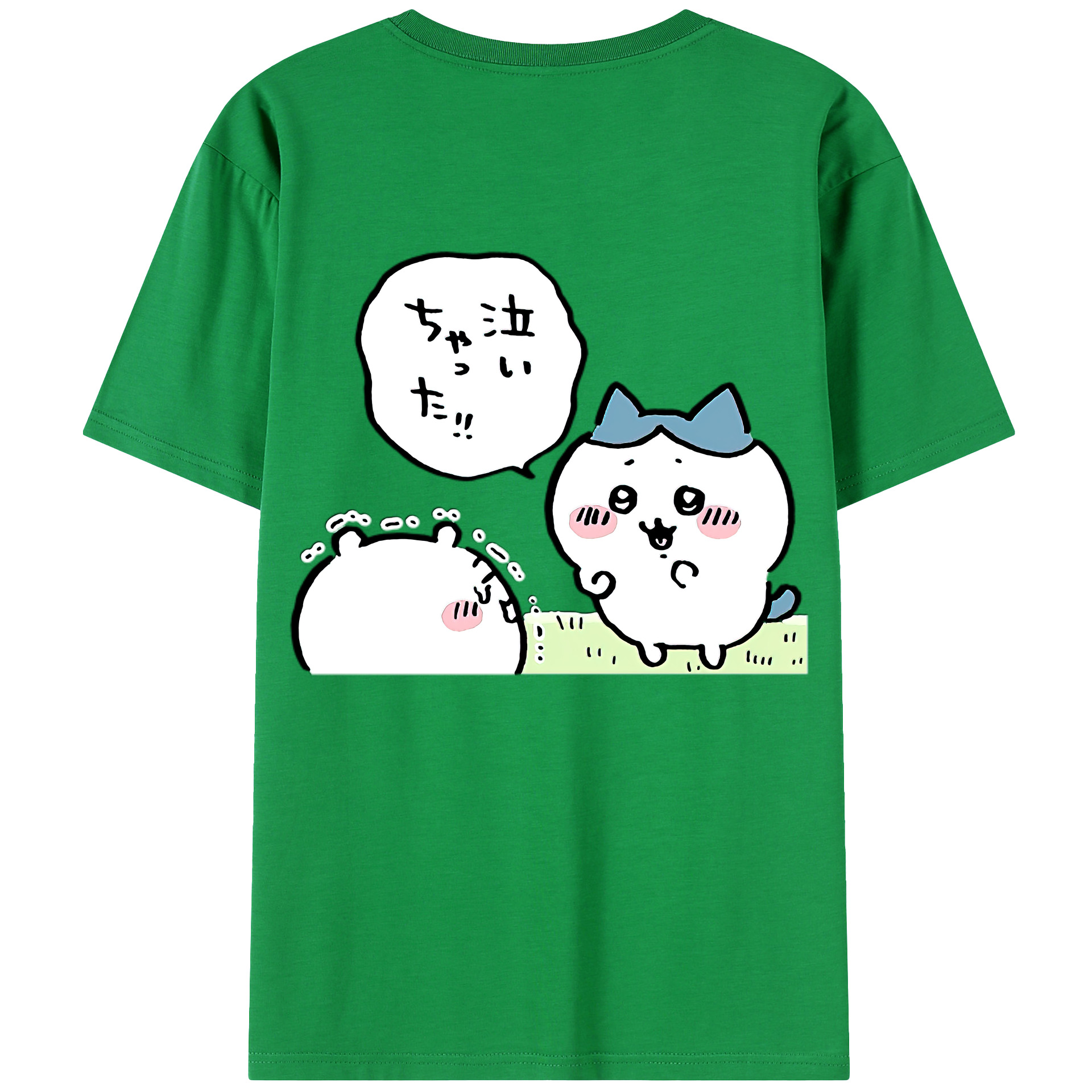 （画像用） ちいかわ ハチワレ Chii-kawa hachiware 綿100％ メンズ半袖Tシャツ（バックプリント） 通気性