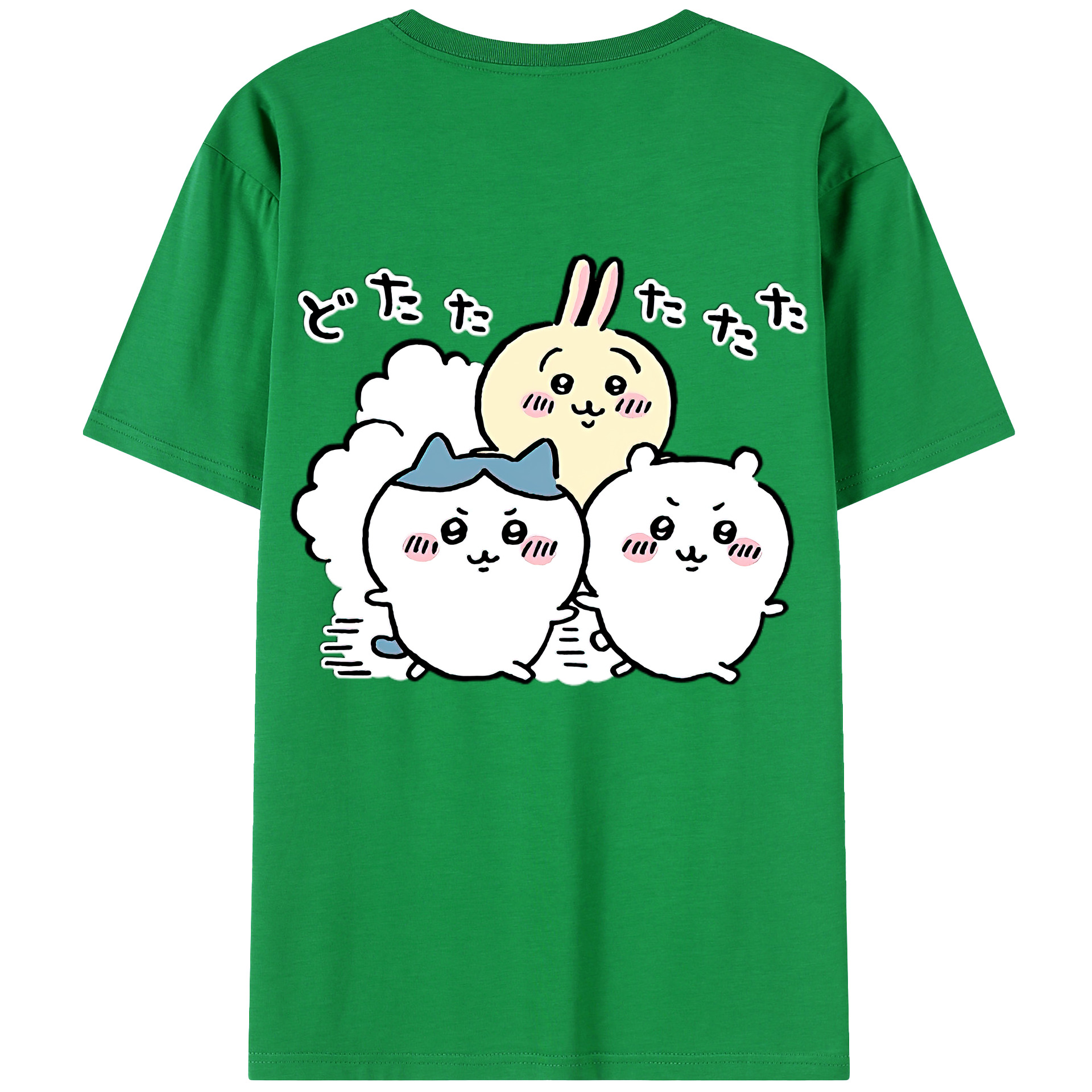 （画像用） ちいかわ ハチワレ Chii-kawa hachiware 綿100％ メンズ半袖Tシャツ（バックプリント） 通気性