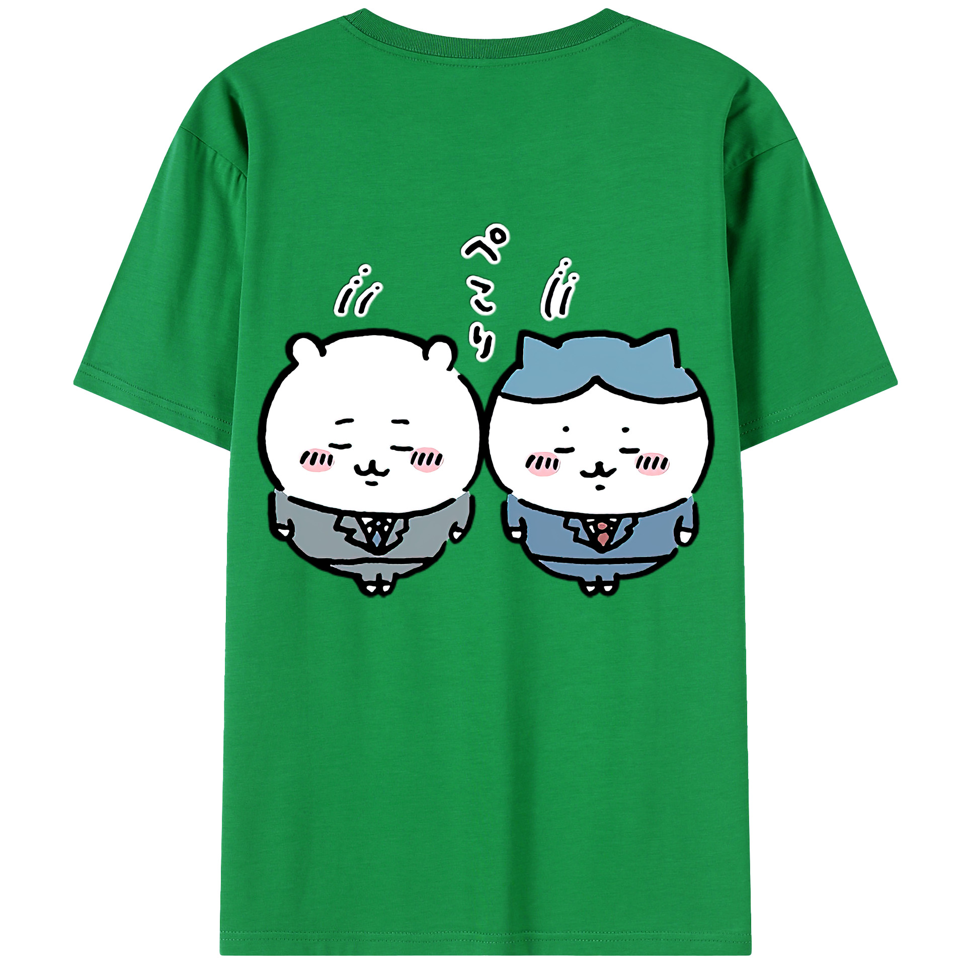 （画像用） ちいかわ ハチワレ Chii-kawa hachiware 綿100％ メンズ半袖Tシャツ（バックプリント） 通気性