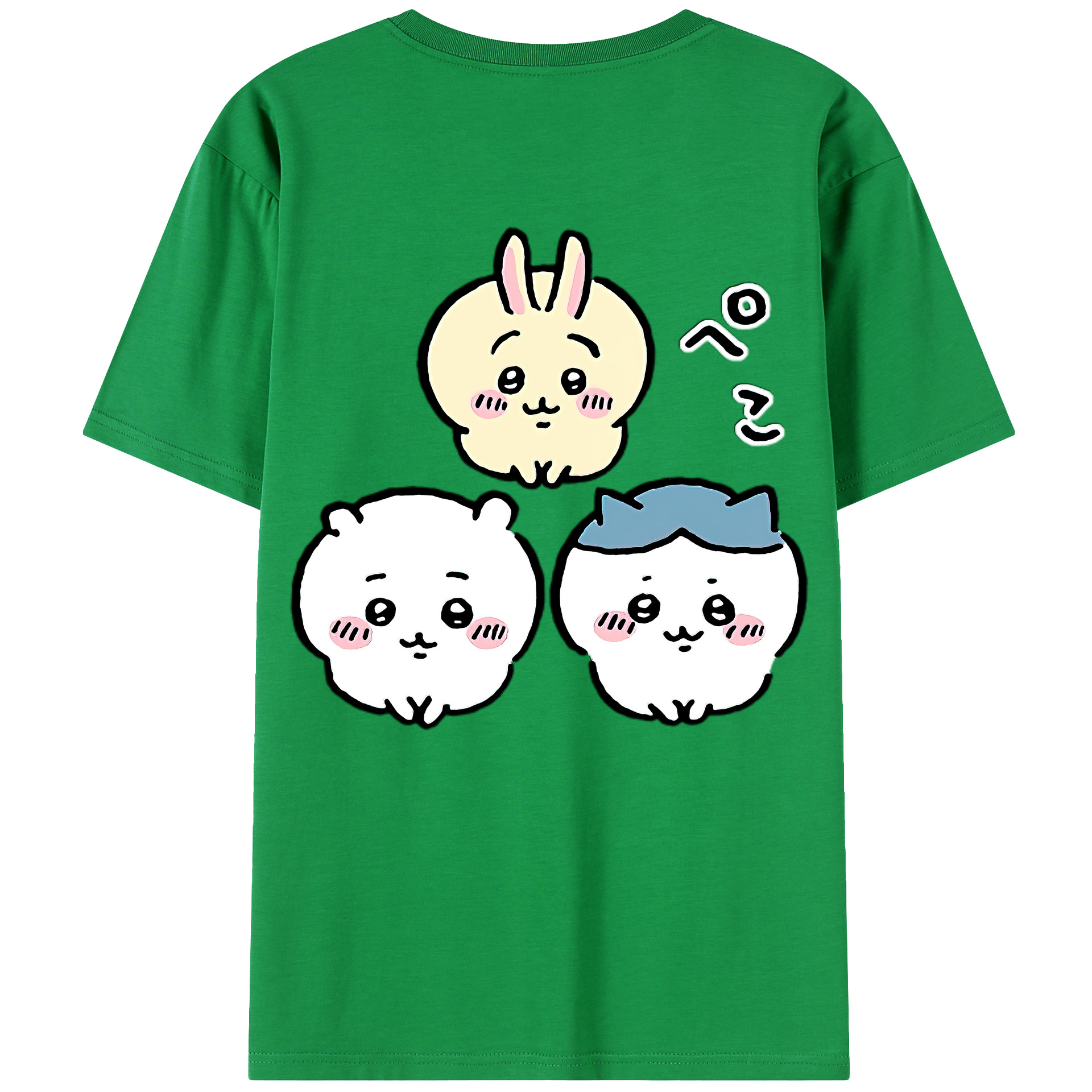（画像用） ちいかわ うさぎ Chii-kawa usagi 綿100％ メンズ半袖Tシャツ（バックプリント） 通気性