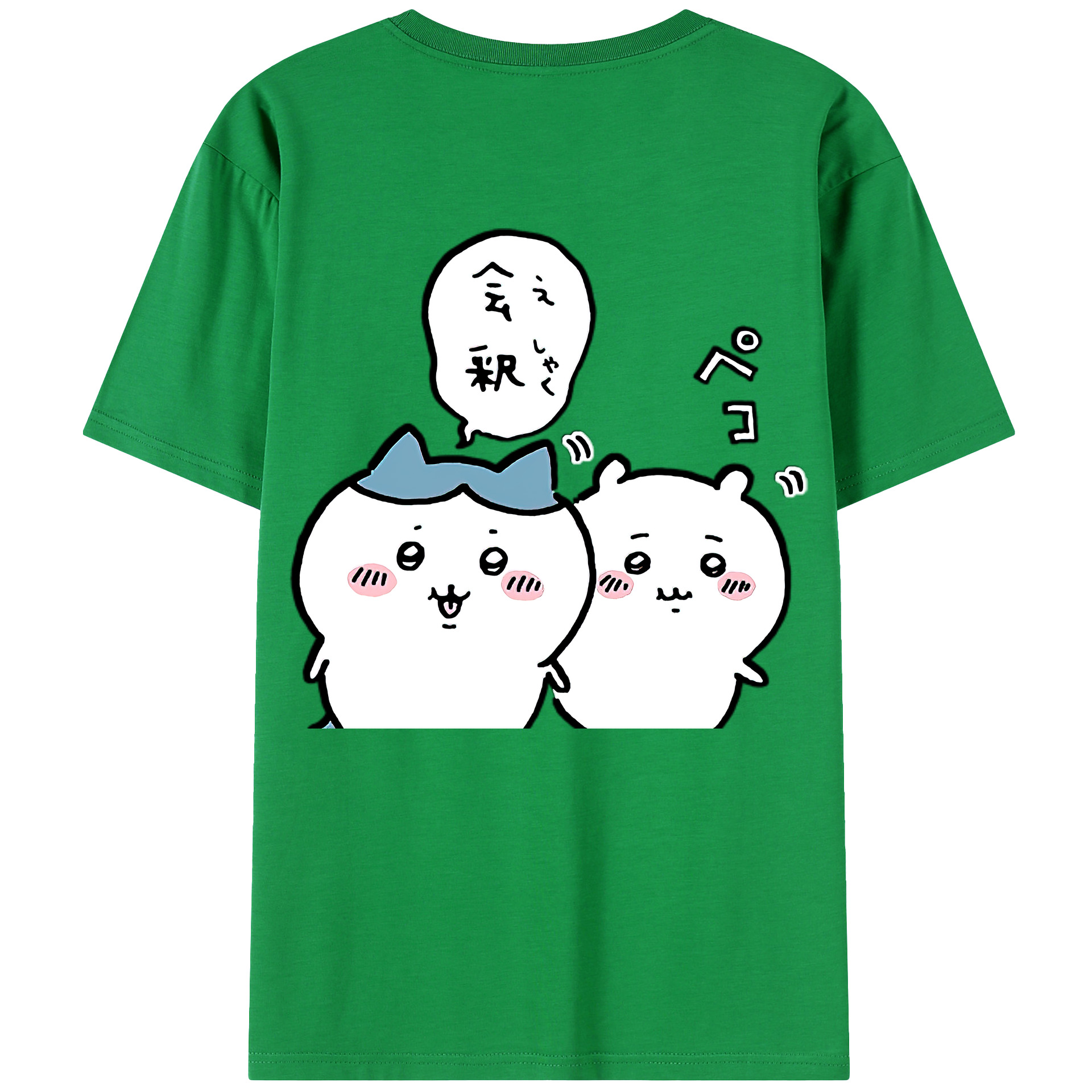 （画像用） ちいかわ ハチワレ Chii-kawa hachiware 綿100％ メンズ半袖Tシャツ（バックプリント） 通気性