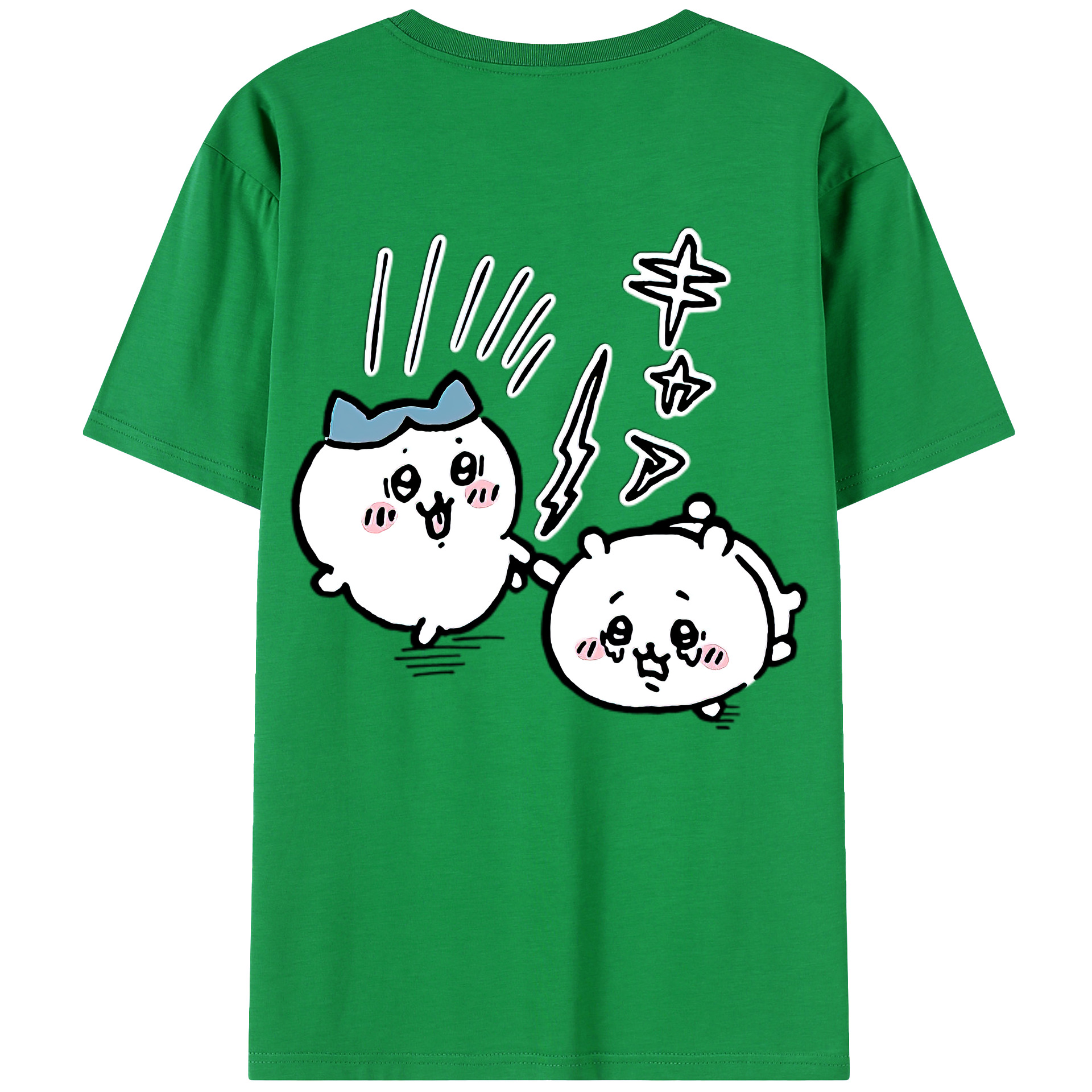（画像用） ちいかわ ハチワレ Chii-kawa hachiware 綿100％ メンズ半袖Tシャツ（バックプリント） 通気性