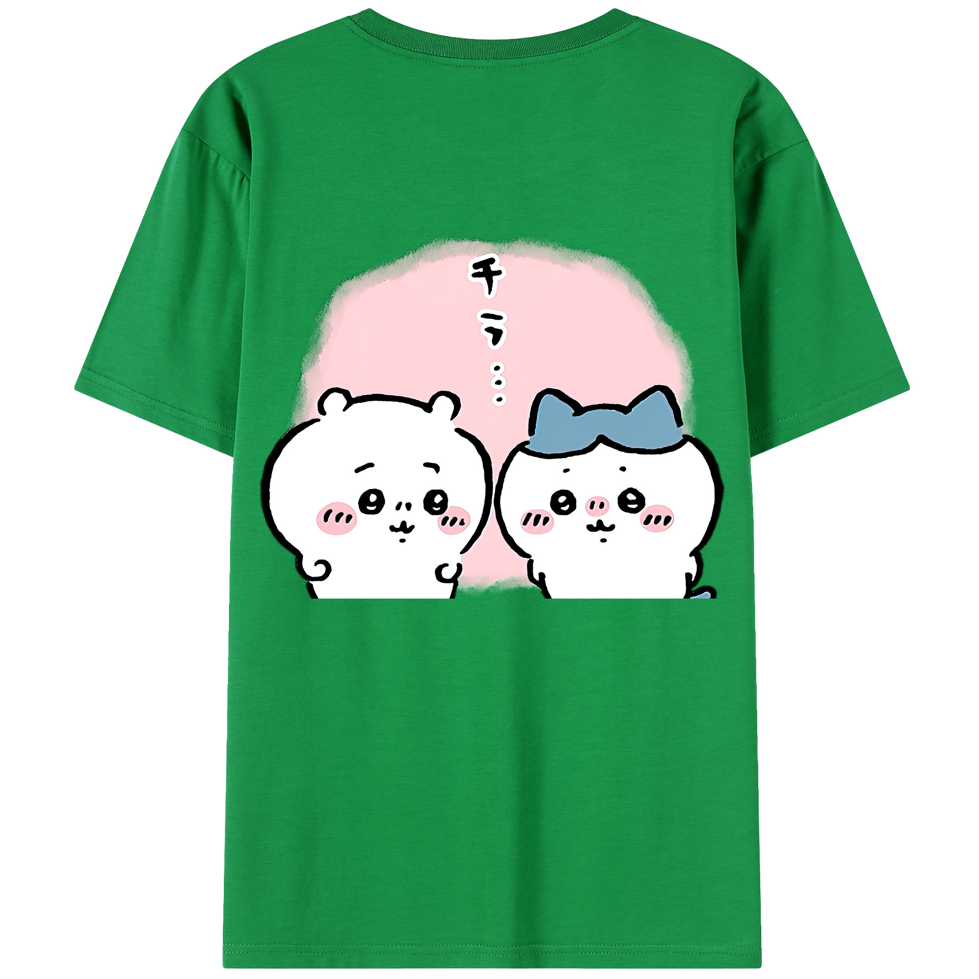 （画像用） ちいかわ ハチワレ Chii-kawa hachiware 綿100％ メンズ半袖Tシャツ（バックプリント） 通気性