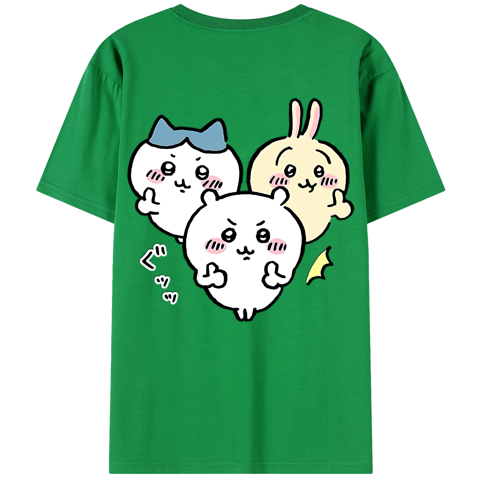 （画像用） ちいかわ うさぎ Chii-kawa usagi 綿100％ メンズ半袖Tシャツ（バックプリント） 通気性