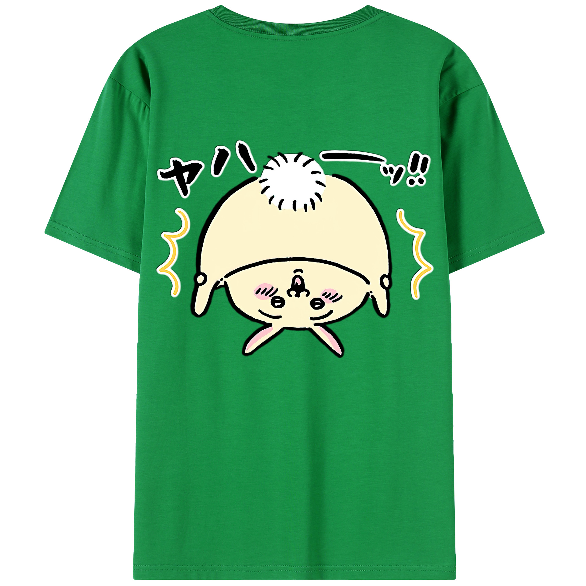 （画像用） ちいかわ うさぎ Chii-kawa usagi 綿100％ メンズ半袖Tシャツ（バックプリント） 通気性