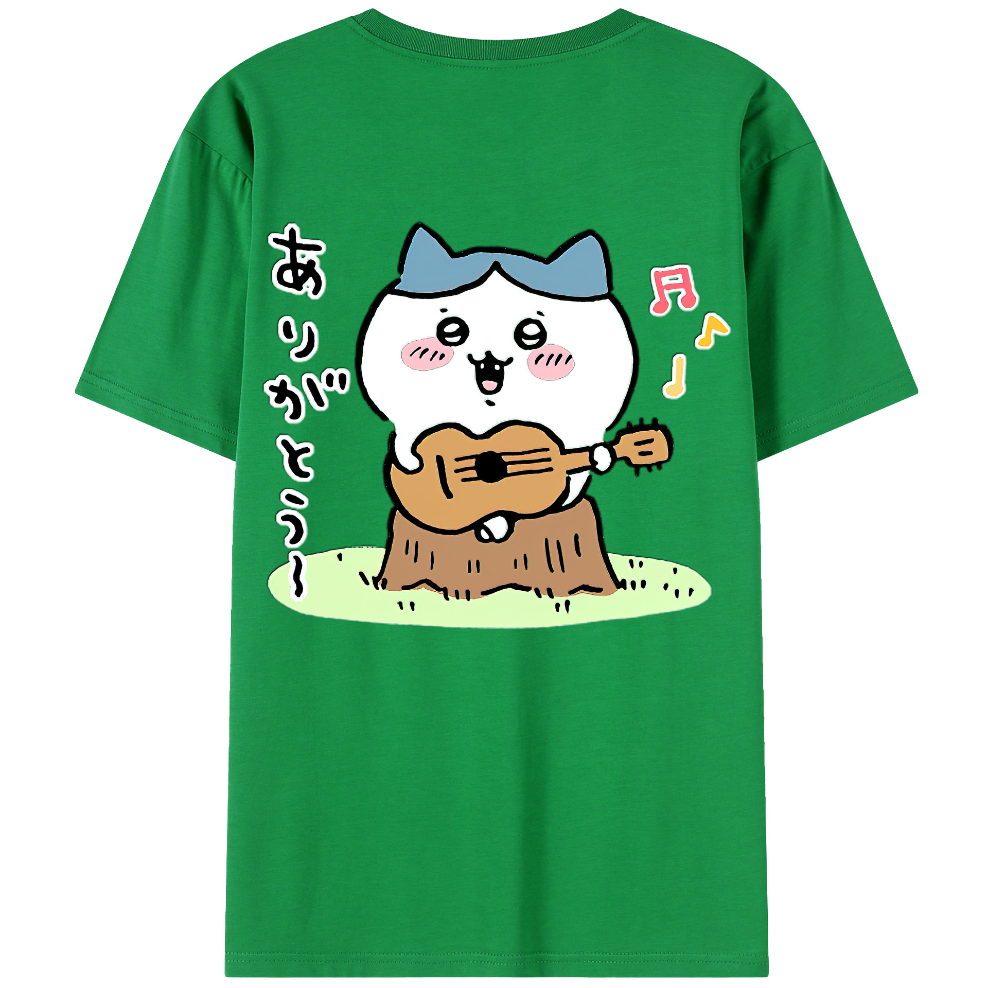 （画像用） ちいかわ ハチワレ Chii-kawa hachiware 綿100％ メンズ半袖Tシャツ（バックプリント） 通気性