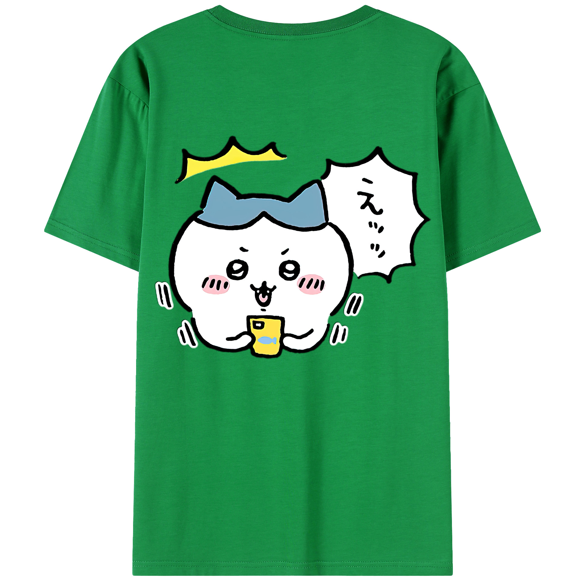 （画像用） ちいかわ ハチワレ Chii-kawa hachiware 綿100％ メンズ半袖Tシャツ（バックプリント） 通気性