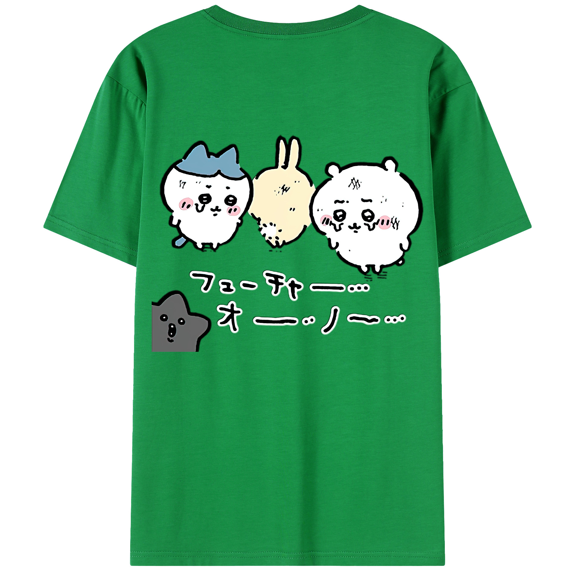 （画像用） ちいかわ ハチワレ Chii-kawa hachiware 綿100％ メンズ半袖Tシャツ（バックプリント） 通気性
