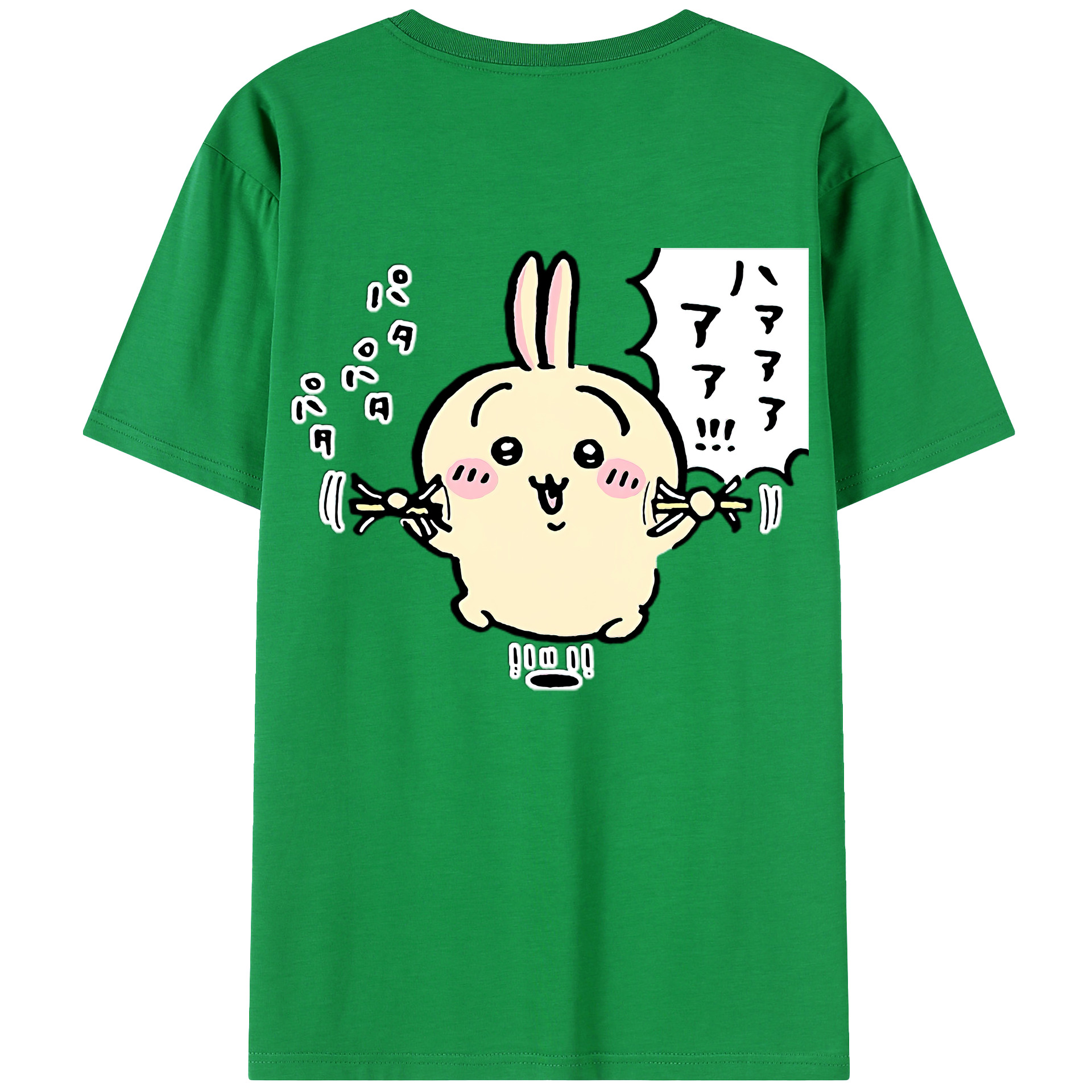 （画像用） ちいかわ うさぎ Chii-kawa usagi 綿100％ メンズ半袖Tシャツ（バックプリント） 通気性