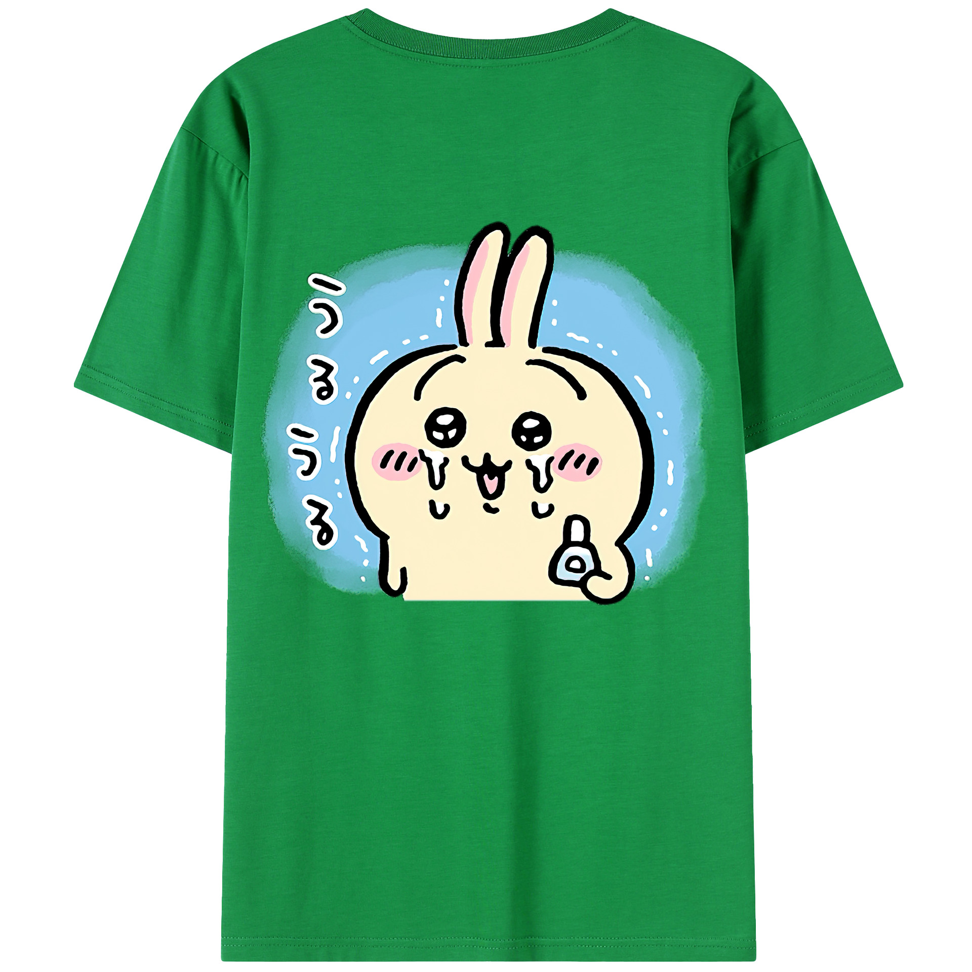 （画像用） ちいかわ うさぎ Chii-kawa usagi 綿100％ メンズ半袖Tシャツ（バックプリント） 通気性