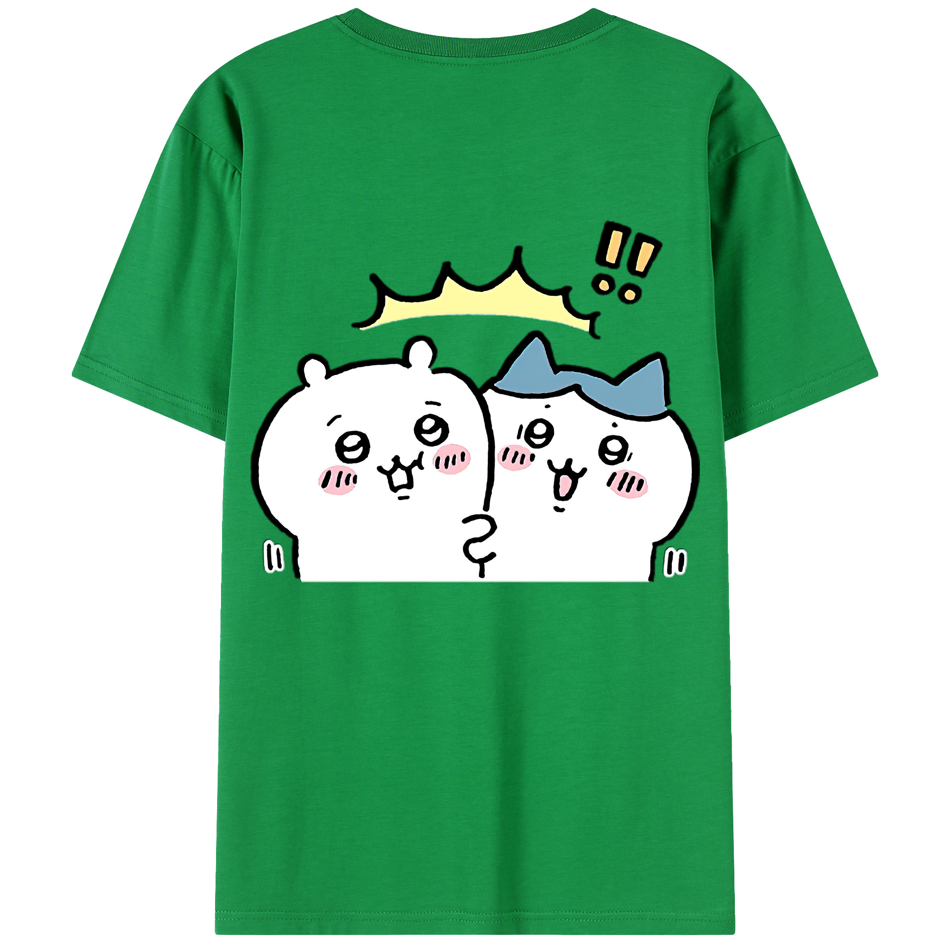 （画像用） ちいかわ ハチワレ Chii-kawa hachiware 綿100％ メンズ半袖Tシャツ（バックプリント） 通気性