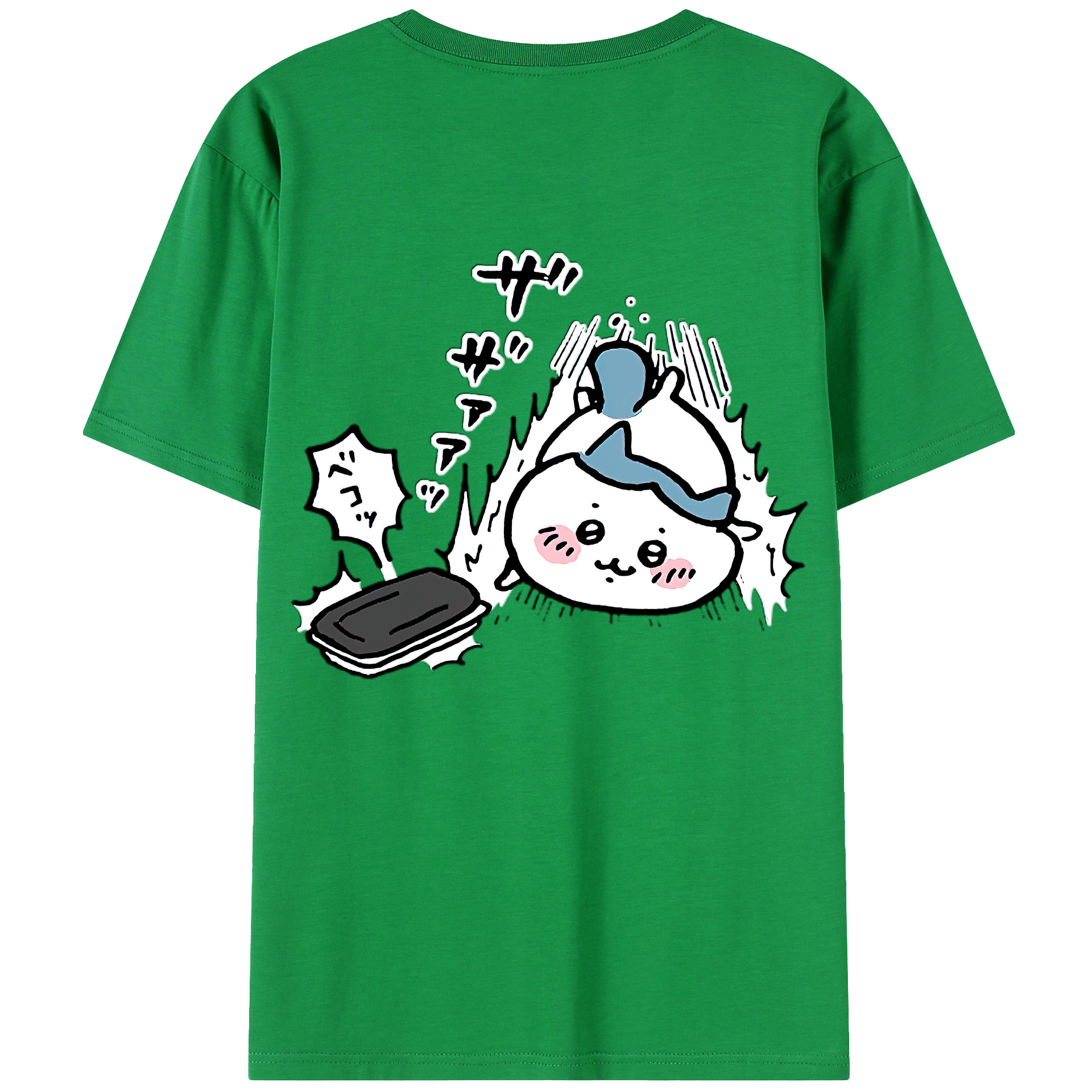 （画像用） ちいかわ ハチワレ Chii-kawa hachiware 綿100％ メンズ半袖Tシャツ（バックプリント） 通気性
