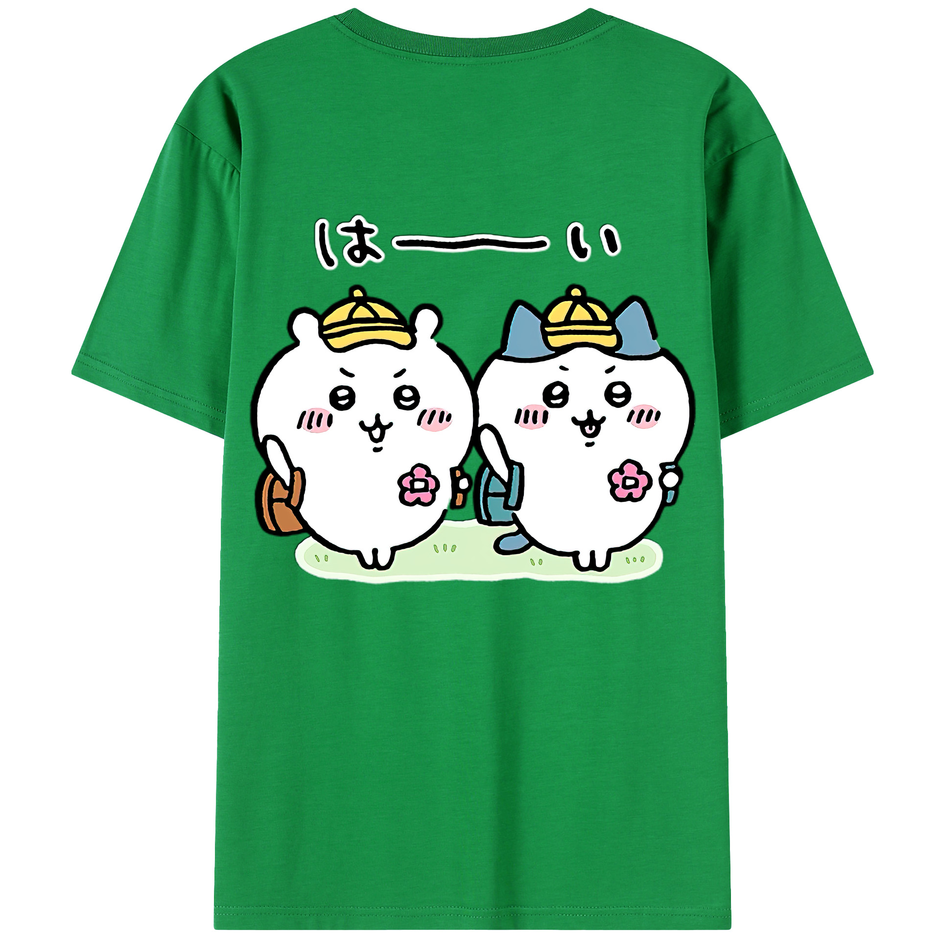 （画像用） ちいかわ ハチワレ Chii-kawa hachiware 綿100％ メンズ半袖Tシャツ（バックプリント） 通気性