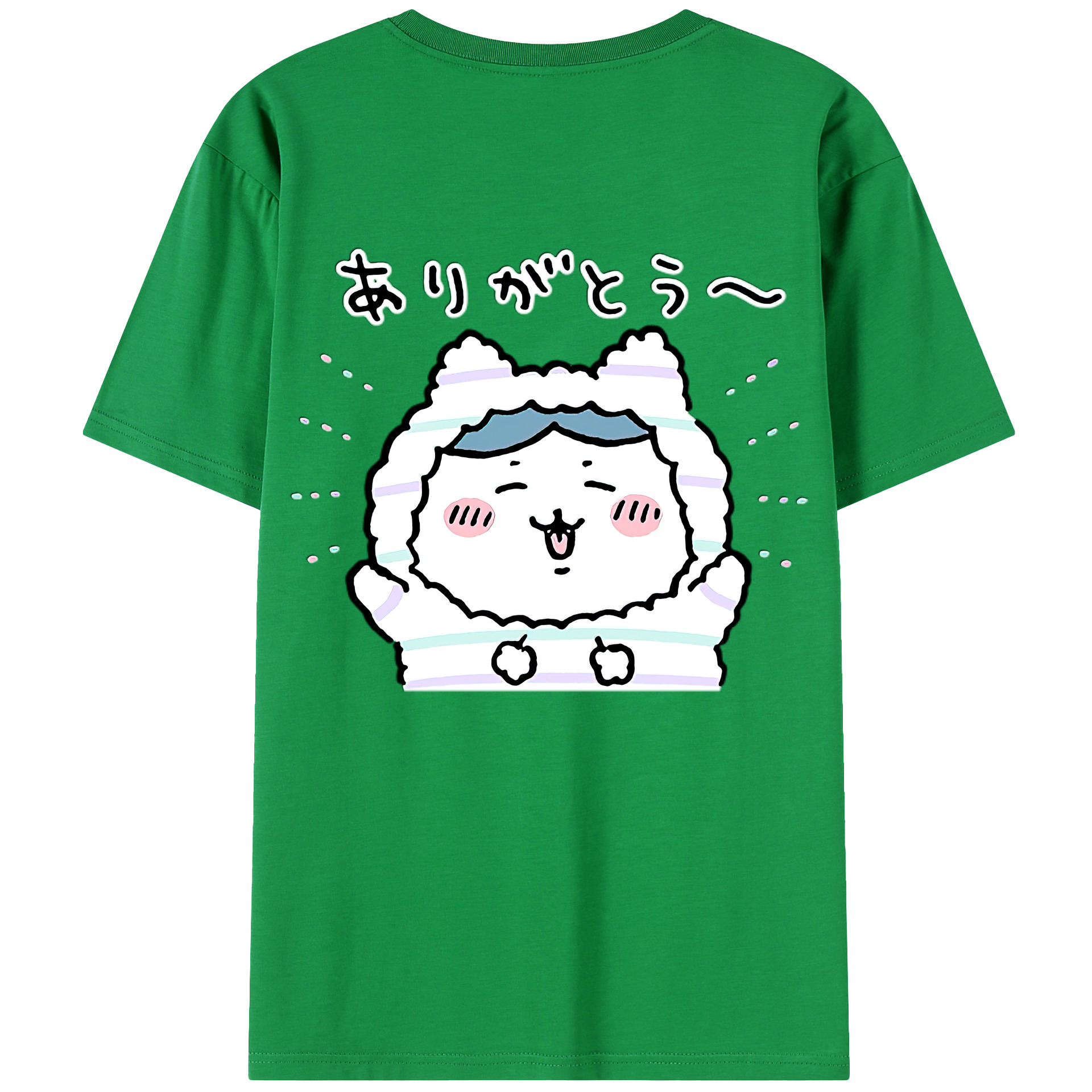 （画像用） ちいかわ ハチワレ Chii-kawa hachiware 綿100％ メンズ半袖Tシャツ（バックプリント） 通気性