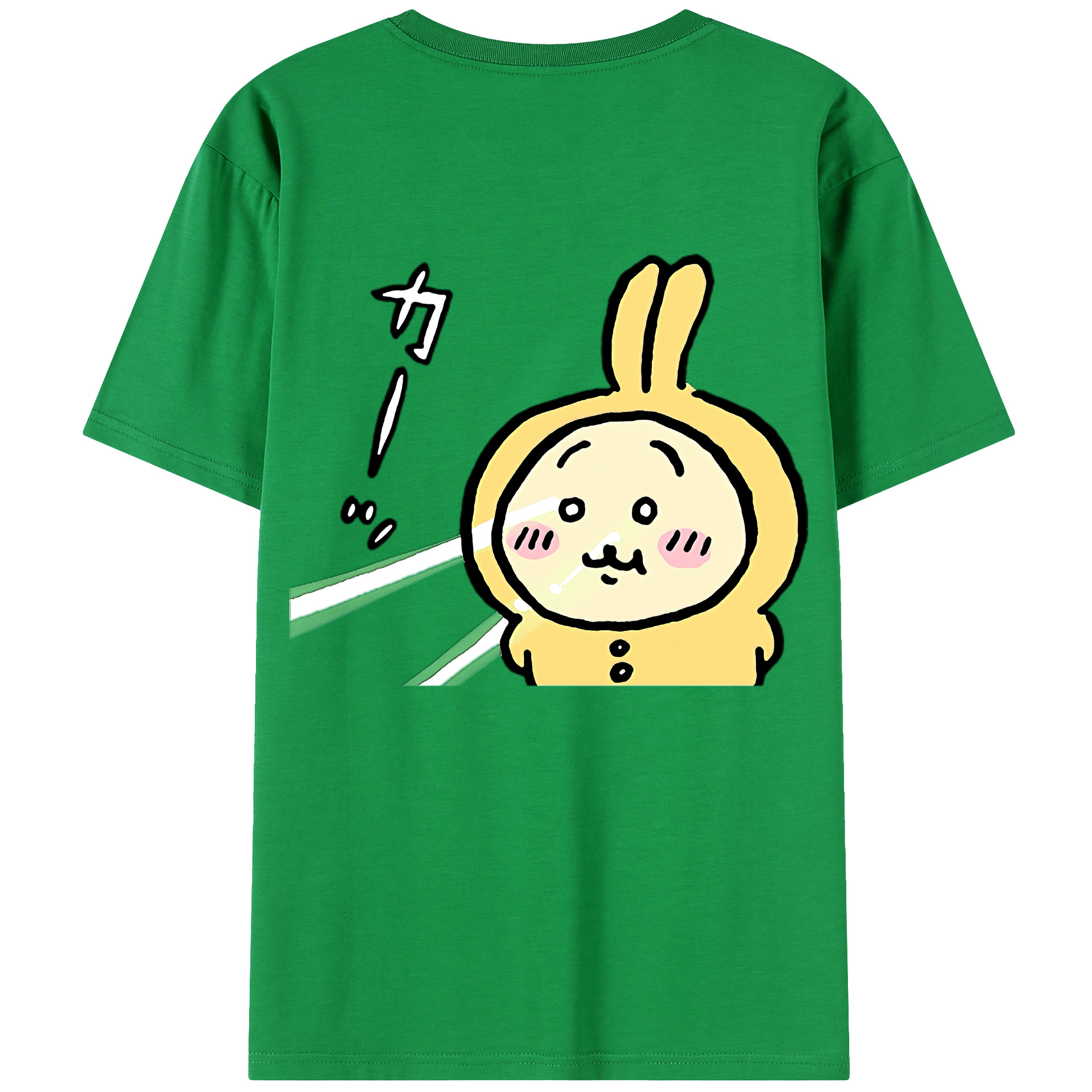 （画像用） ちいかわ うさぎ Chii-kawa usagi 綿100％ メンズ半袖Tシャツ（バックプリント） 通気性