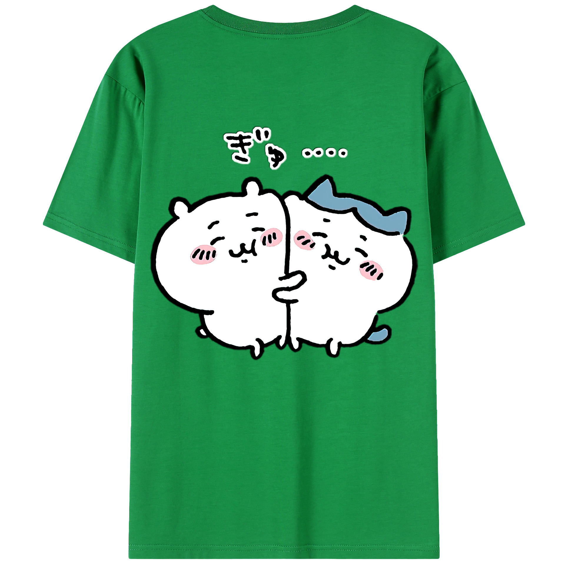 （画像用） ちいかわ ハチワレ Chii-kawa hachiware 綿100％ メンズ半袖Tシャツ（バックプリント） 通気性