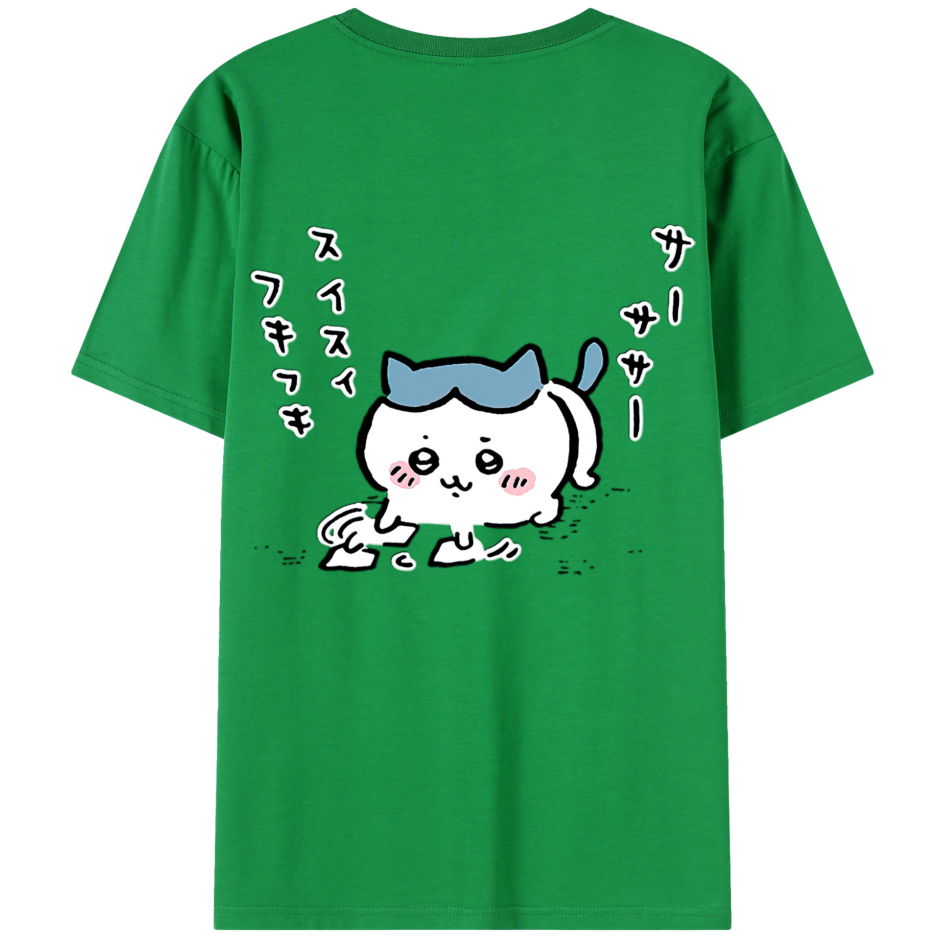 （画像用） ちいかわ ハチワレ Chii-kawa hachiware 綿100％ メンズ半袖Tシャツ（バックプリント） 通気性