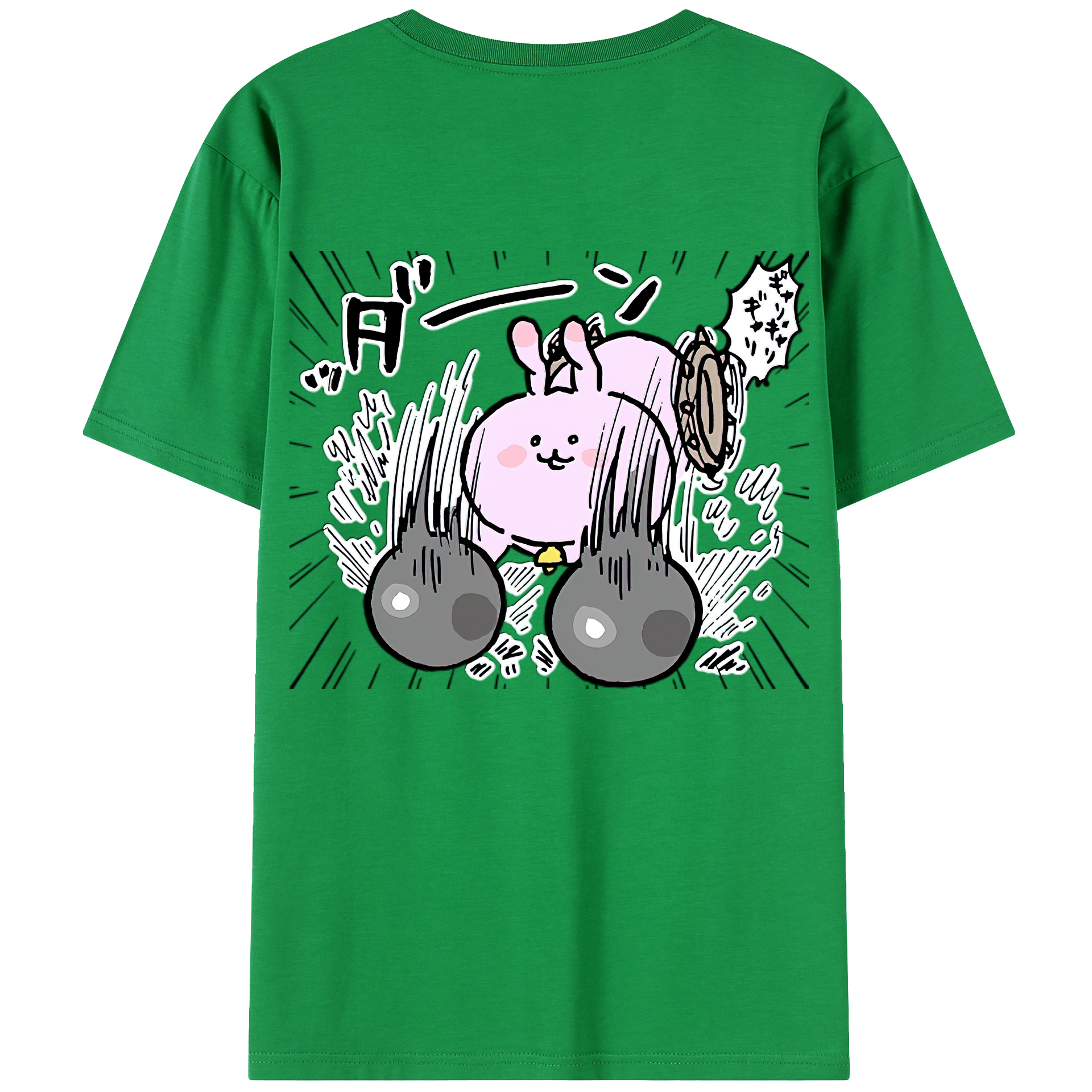 （画像用） ちいかわ うさぎ Chii-kawa usagi 綿100％ メンズ半袖Tシャツ（バックプリント） 通気性
