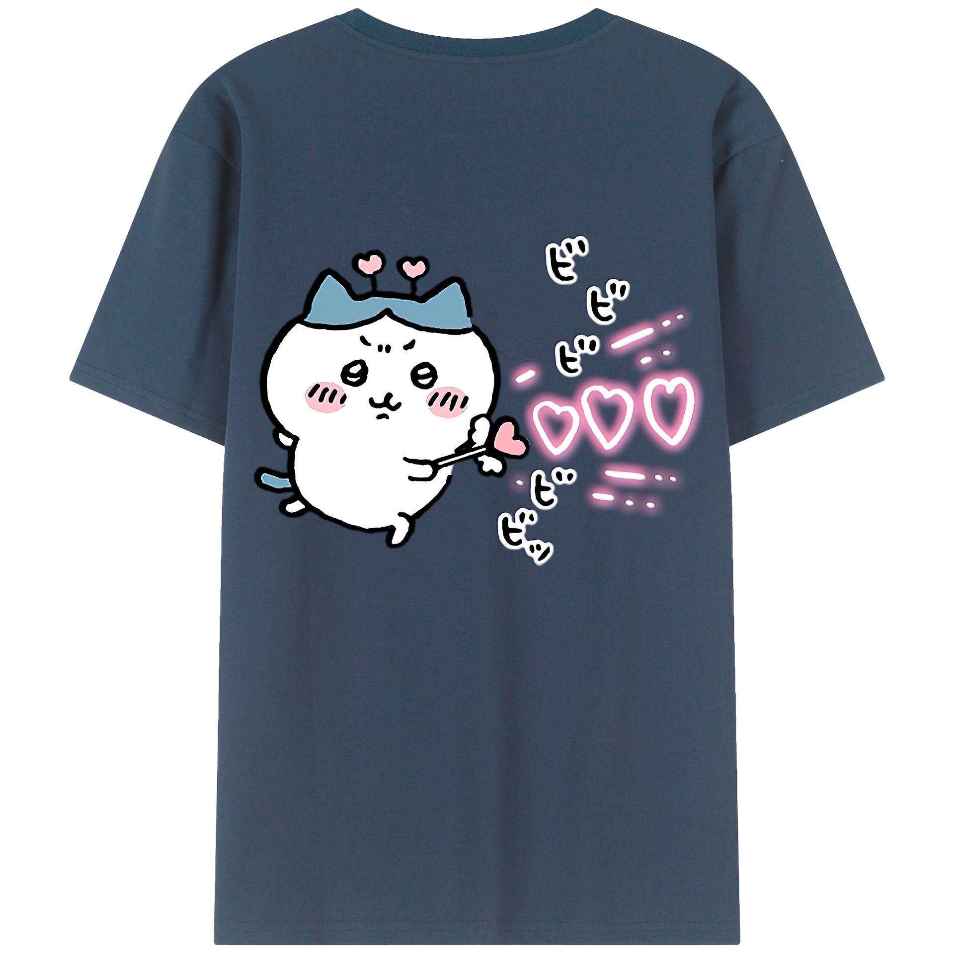 （画像用） ちいかわ ハチワレ Chii-kawa hachiware 綿100％ メンズ半袖Tシャツ（バックプリント） 通気性