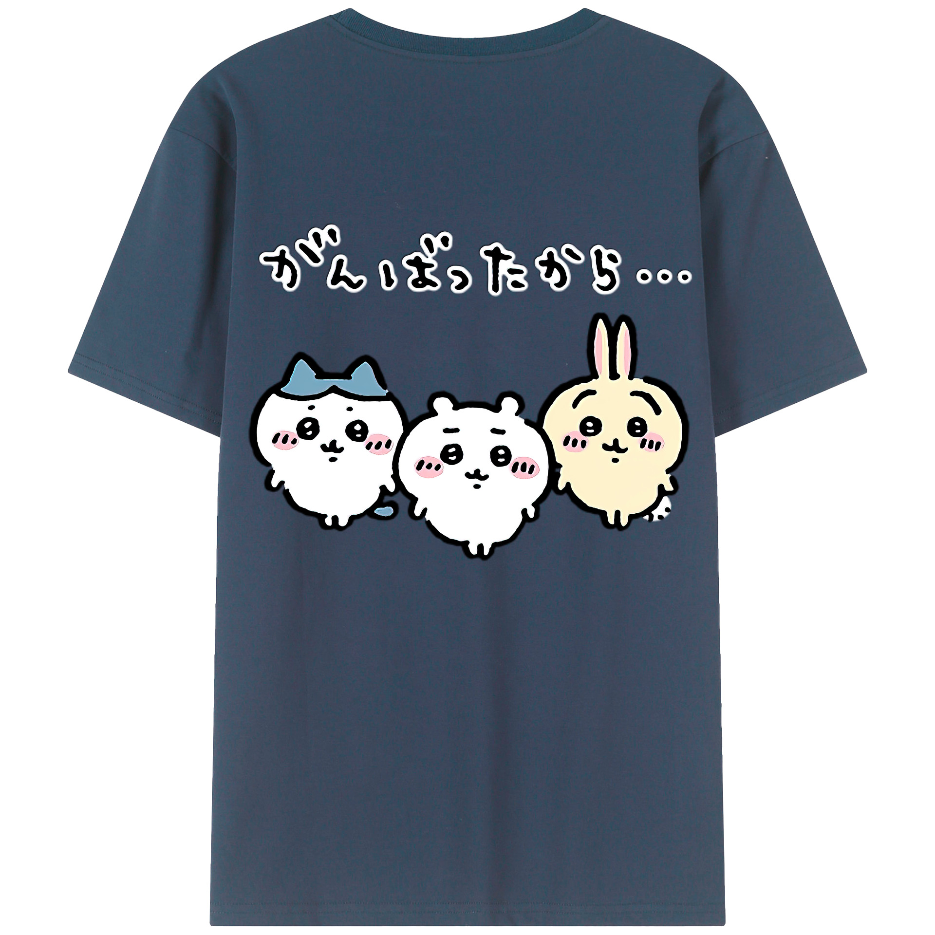 （画像用） ちいかわ ハチワレ Chii-kawa hachiware 綿100％ メンズ半袖Tシャツ（バックプリント） 通気性