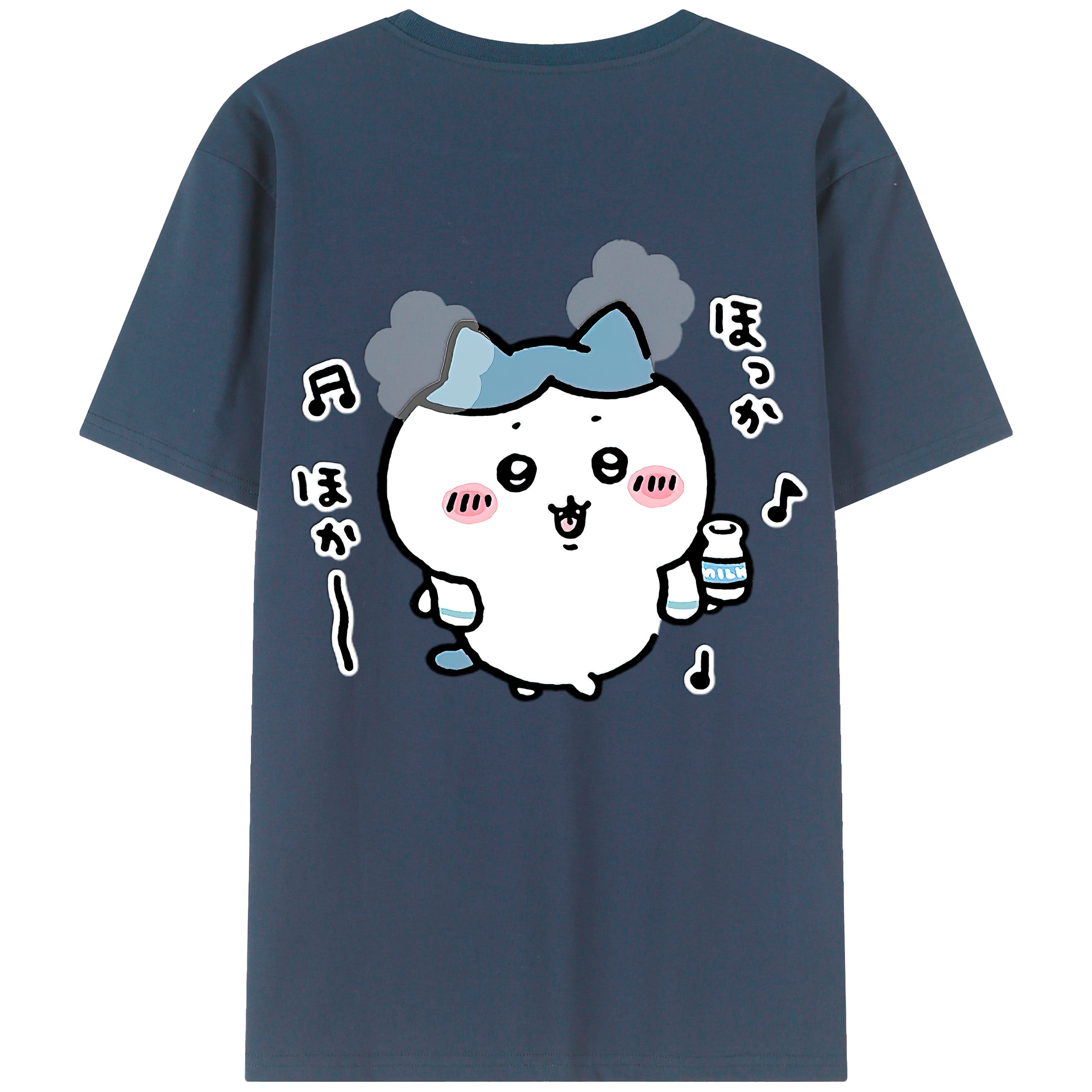 （画像用） ちいかわ ハチワレ Chii-kawa hachiware 綿100％ メンズ半袖Tシャツ（バックプリント） 通気性