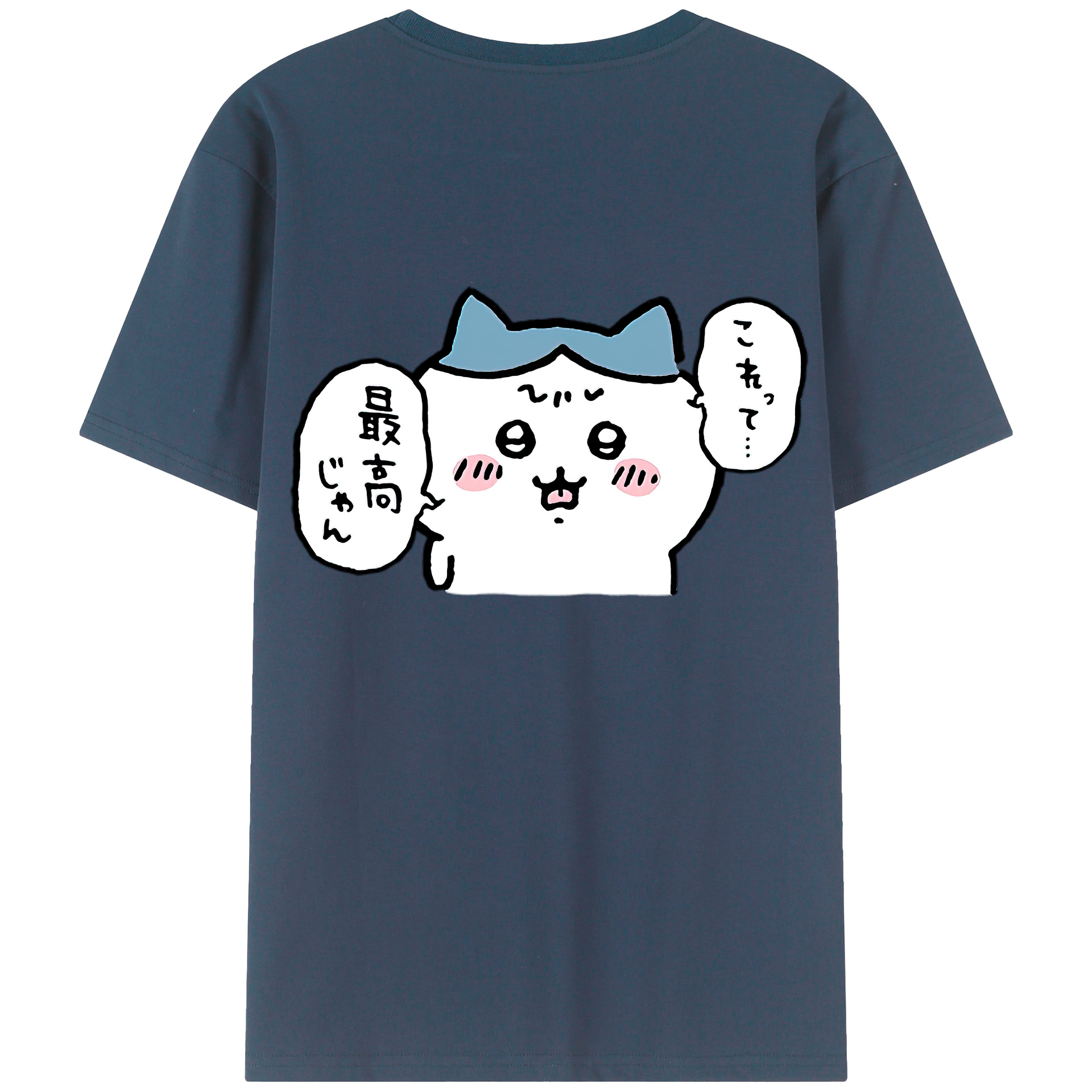 （画像用） ちいかわ ハチワレ Chii-kawa hachiware 綿100％ メンズ半袖Tシャツ（バックプリント） 通気性