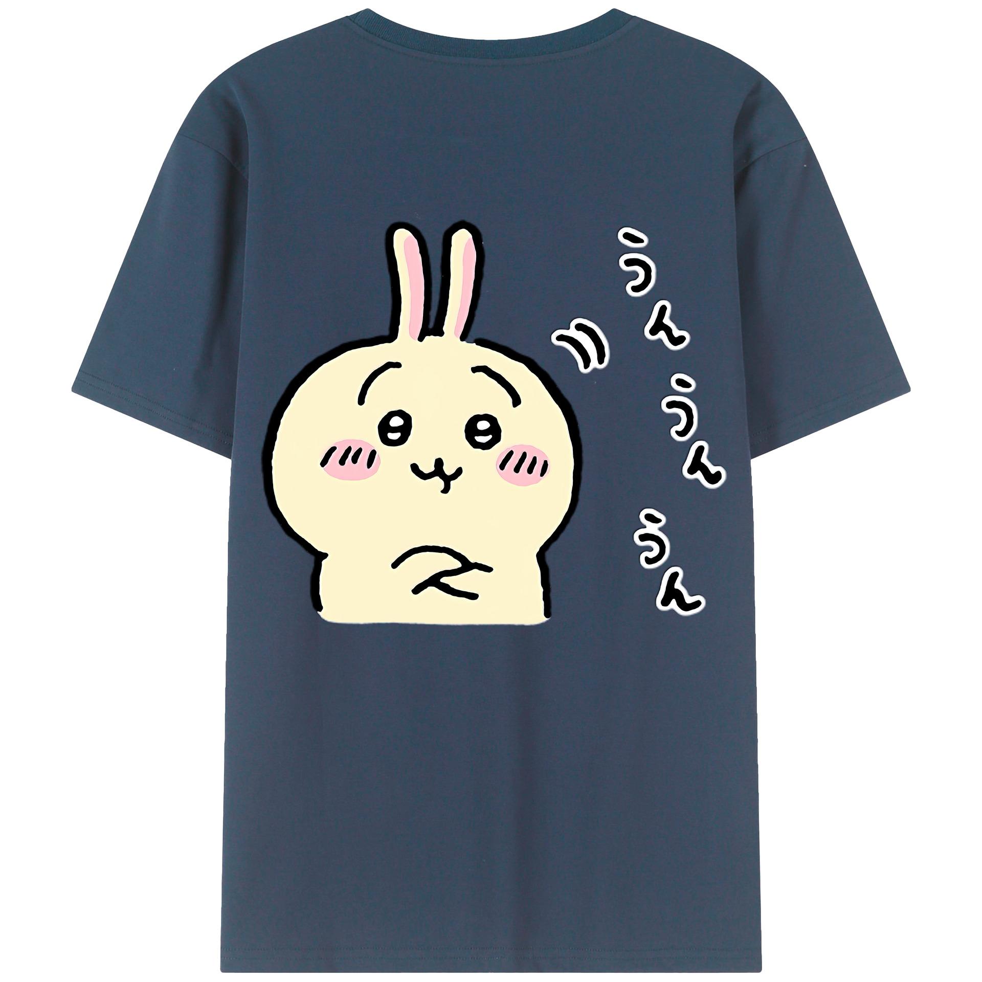 （画像用） ちいかわ うさぎ Chii-kawa usagi 綿100％ メンズ半袖Tシャツ（バックプリント） 通気性