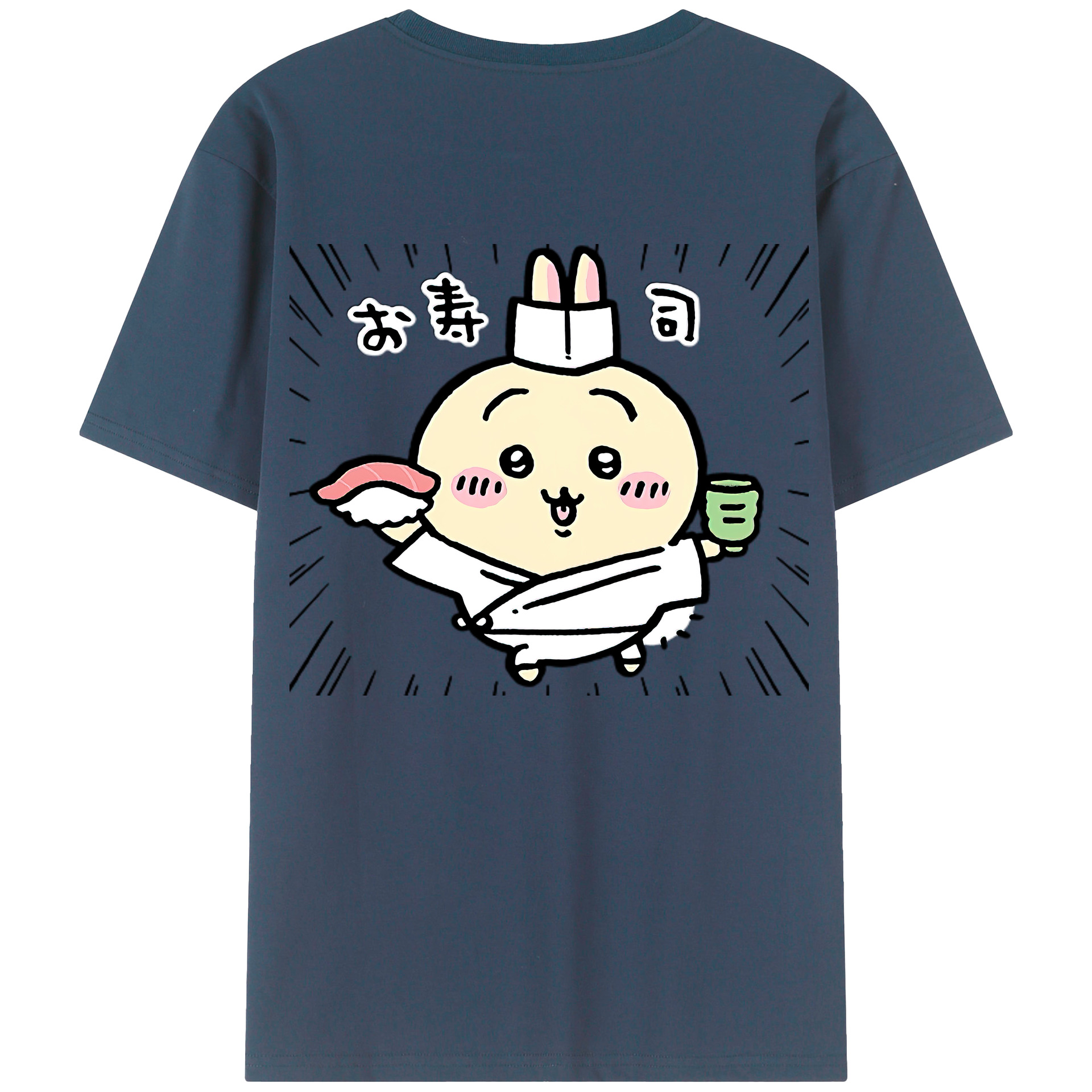 （画像用） ちいかわ うさぎ Chii-kawa usagi 綿100％ メンズ半袖Tシャツ（バックプリント） 通気性