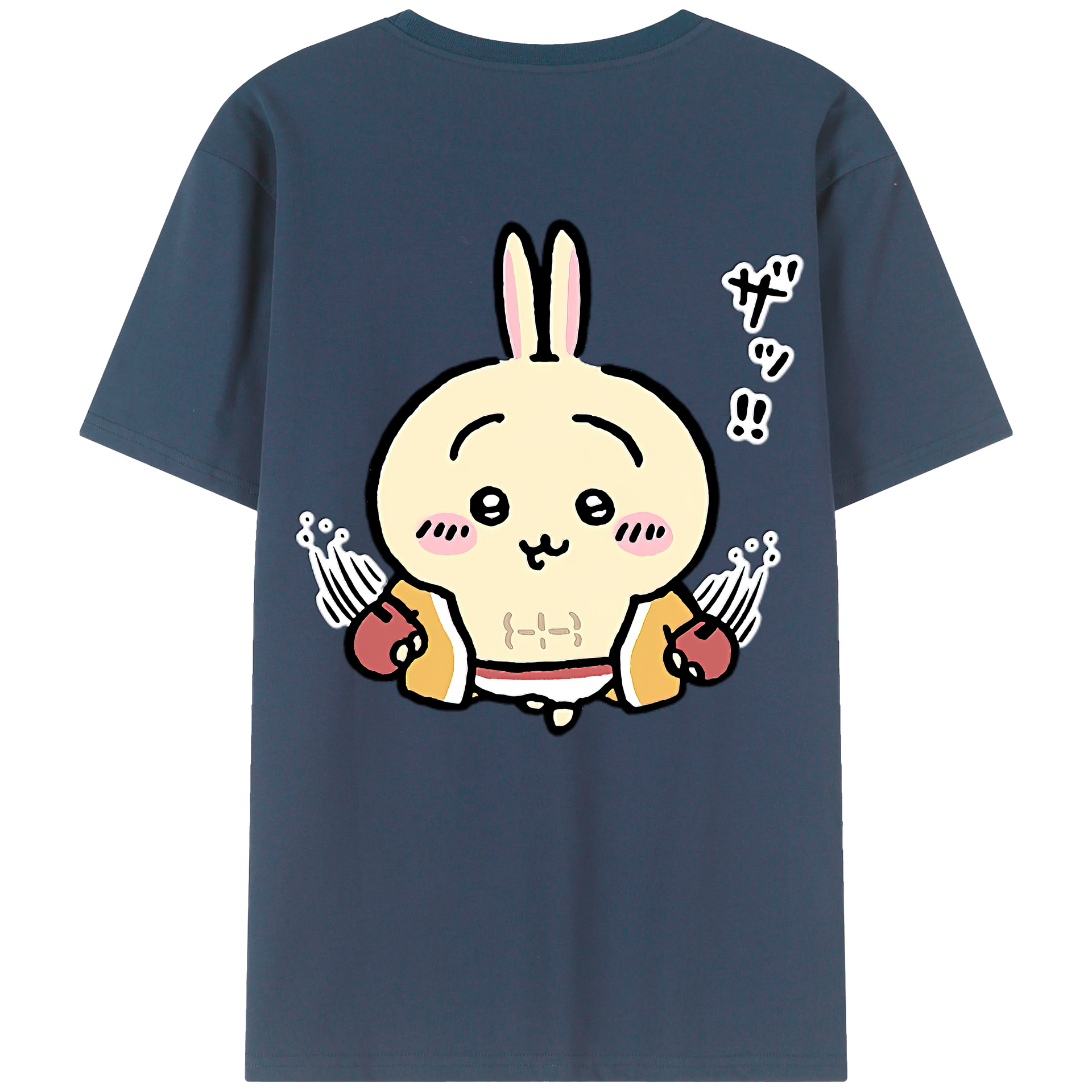 （画像用） ちいかわ うさぎ Chii-kawa usagi 綿100％ メンズ半袖Tシャツ（バックプリント） 通気性