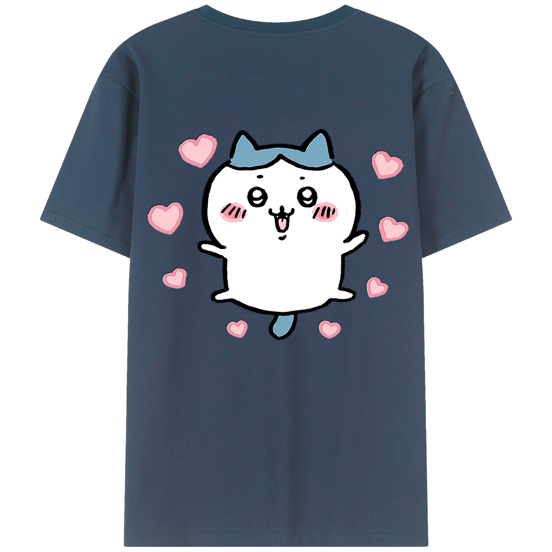 （画像用） ちいかわ ハチワレ Chii-kawa hachiware 綿100％ メンズ半袖Tシャツ（バックプリント） 通気性
