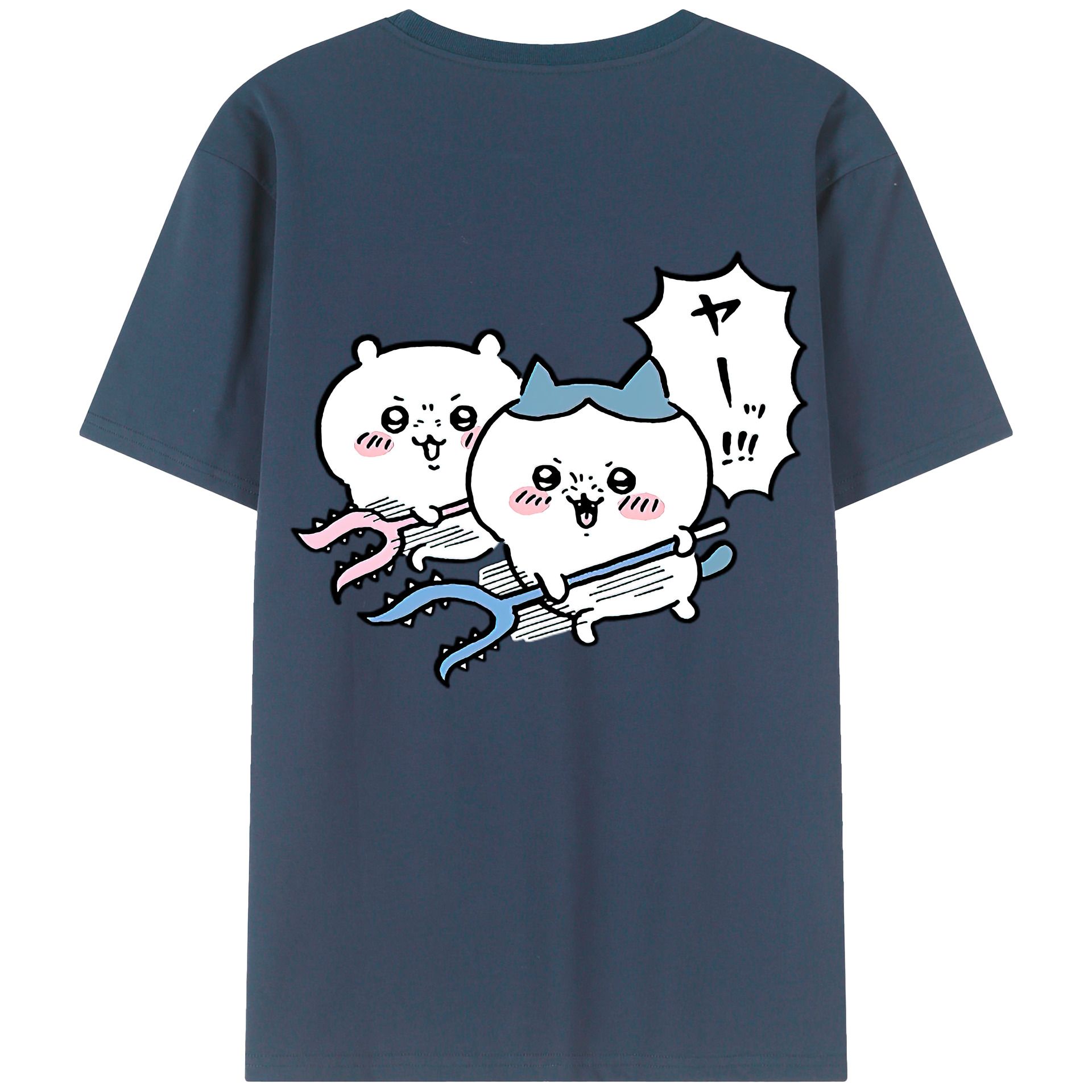 （画像用） ちいかわ ハチワレ Chii-kawa hachiware 綿100％ メンズ半袖Tシャツ（バックプリント） 通気性