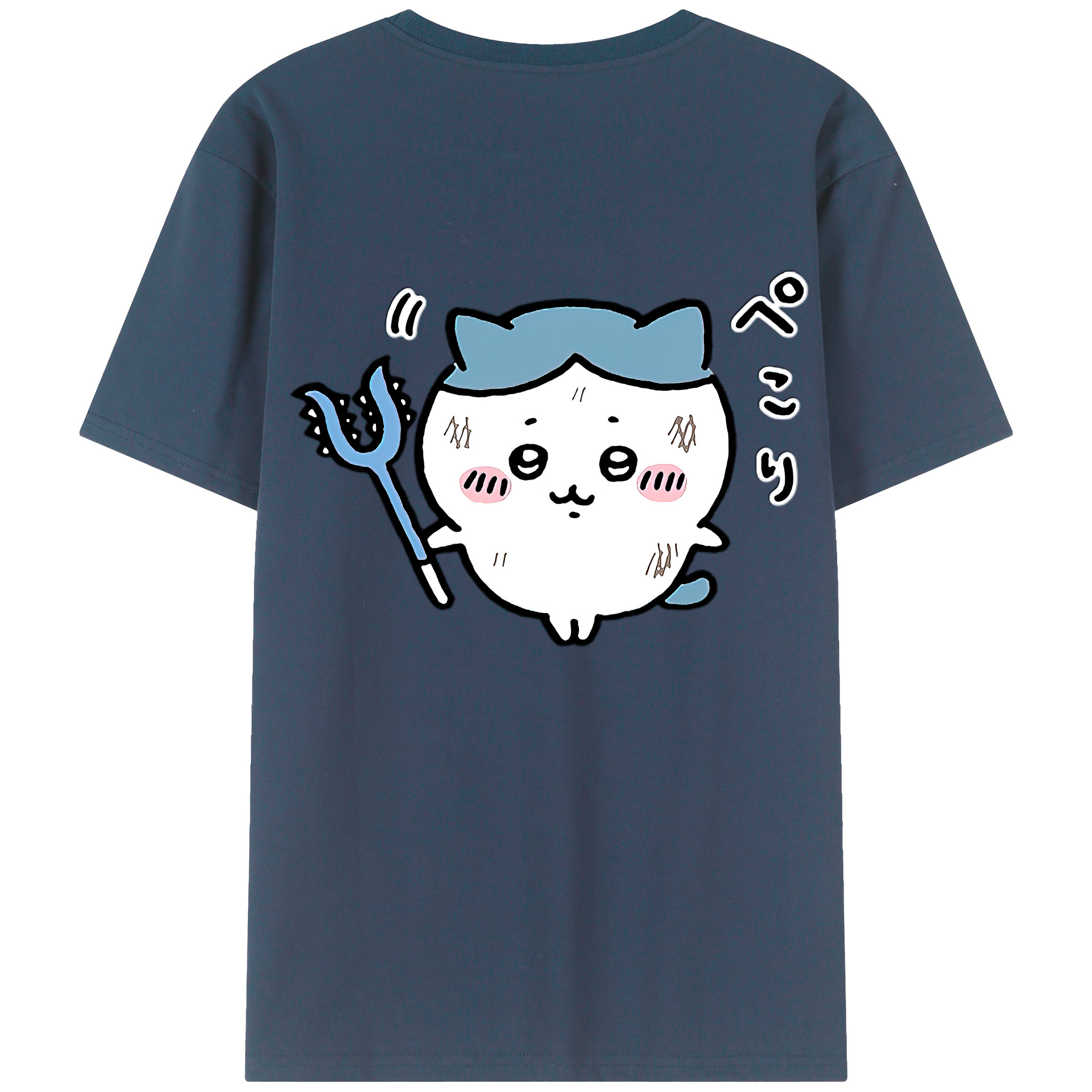 （画像用） ちいかわ ハチワレ Chii-kawa hachiware 綿100％ メンズ半袖Tシャツ（バックプリント） 通気性