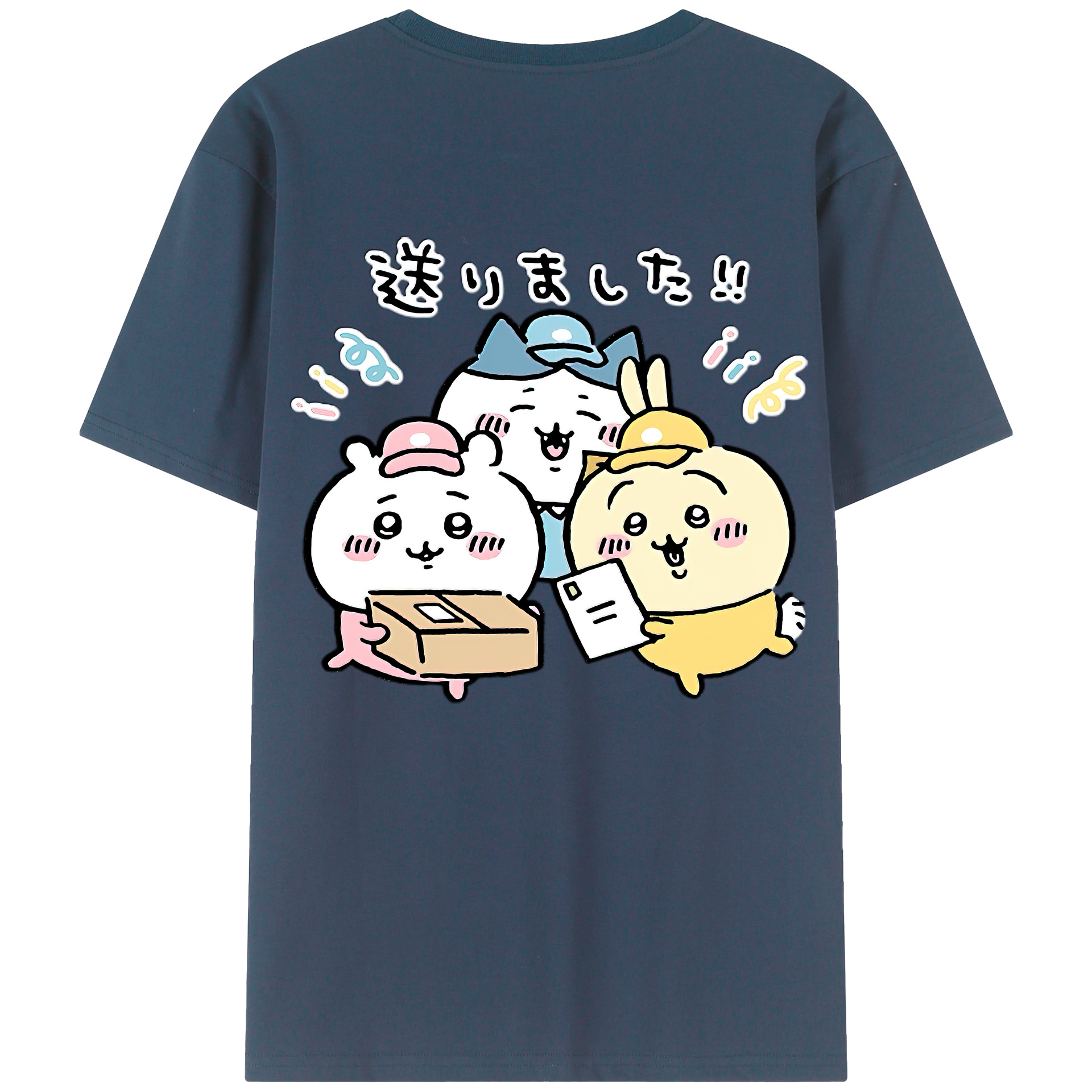 （画像用） ちいかわ ハチワレ Chii-kawa hachiware 綿100％ メンズ半袖Tシャツ（バックプリント） 通気性