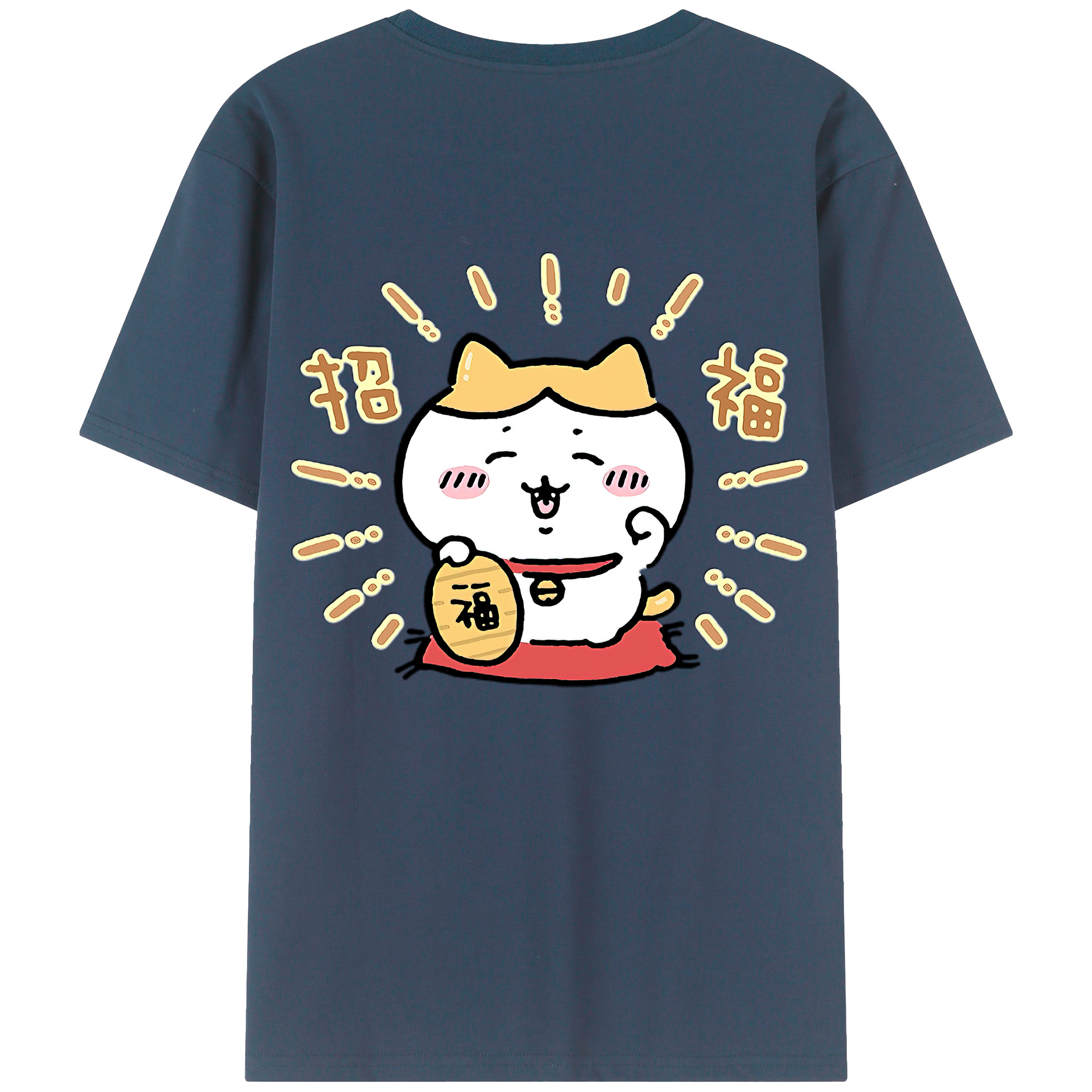 （画像用） ちいかわ ハチワレ Chii-kawa hachiware 綿100％ メンズ半袖Tシャツ（バックプリント） 通気性