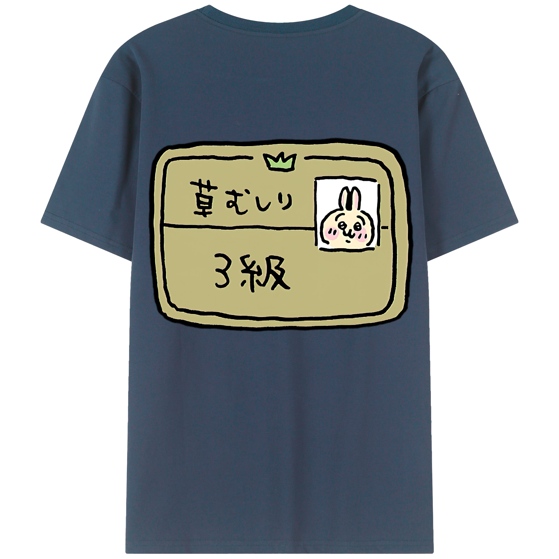 （画像用） ちいかわ うさぎ Chii-kawa usagi 綿100％ メンズ半袖Tシャツ（バックプリント） 通気性