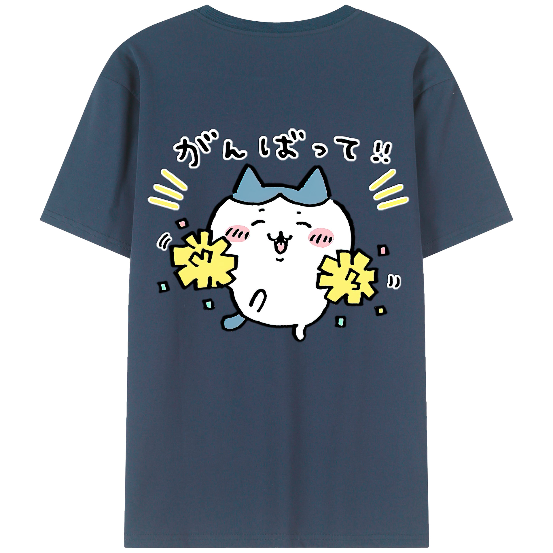 （画像用） ちいかわ ハチワレ Chii-kawa hachiware 綿100％ メンズ半袖Tシャツ（バックプリント） 通気性