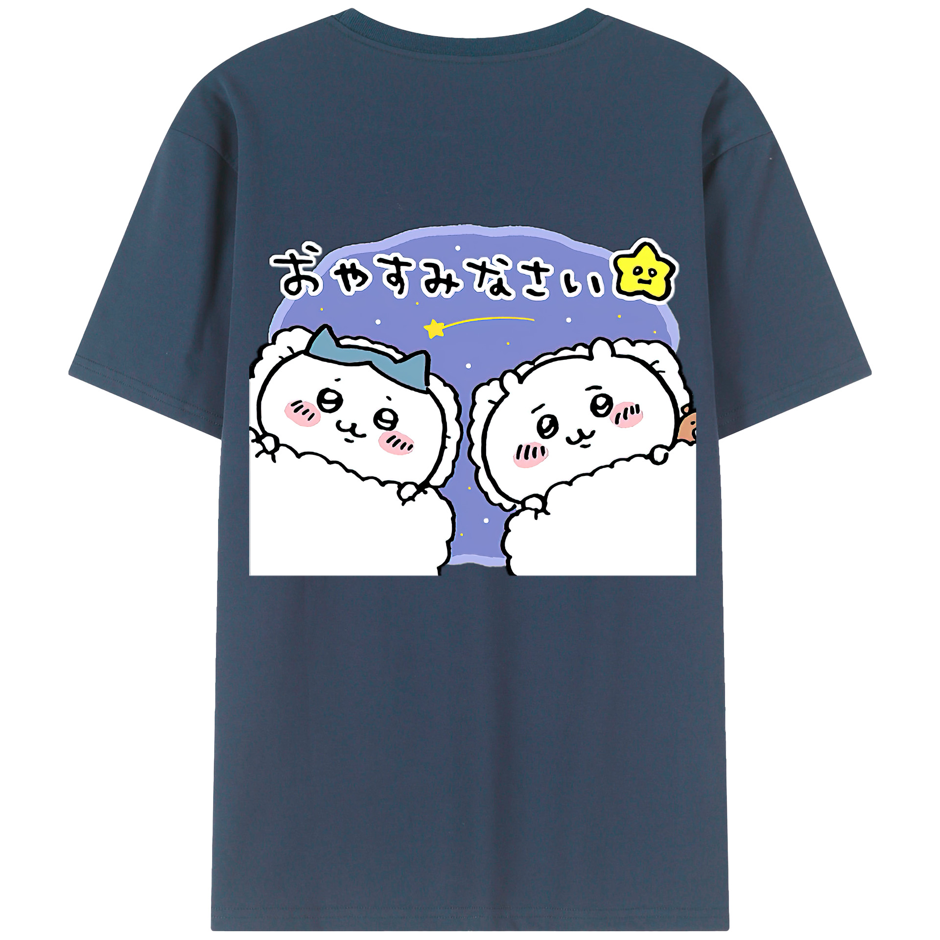 （画像用） ちいかわ ハチワレ Chii-kawa hachiware 綿100％ メンズ半袖Tシャツ（バックプリント） 通気性