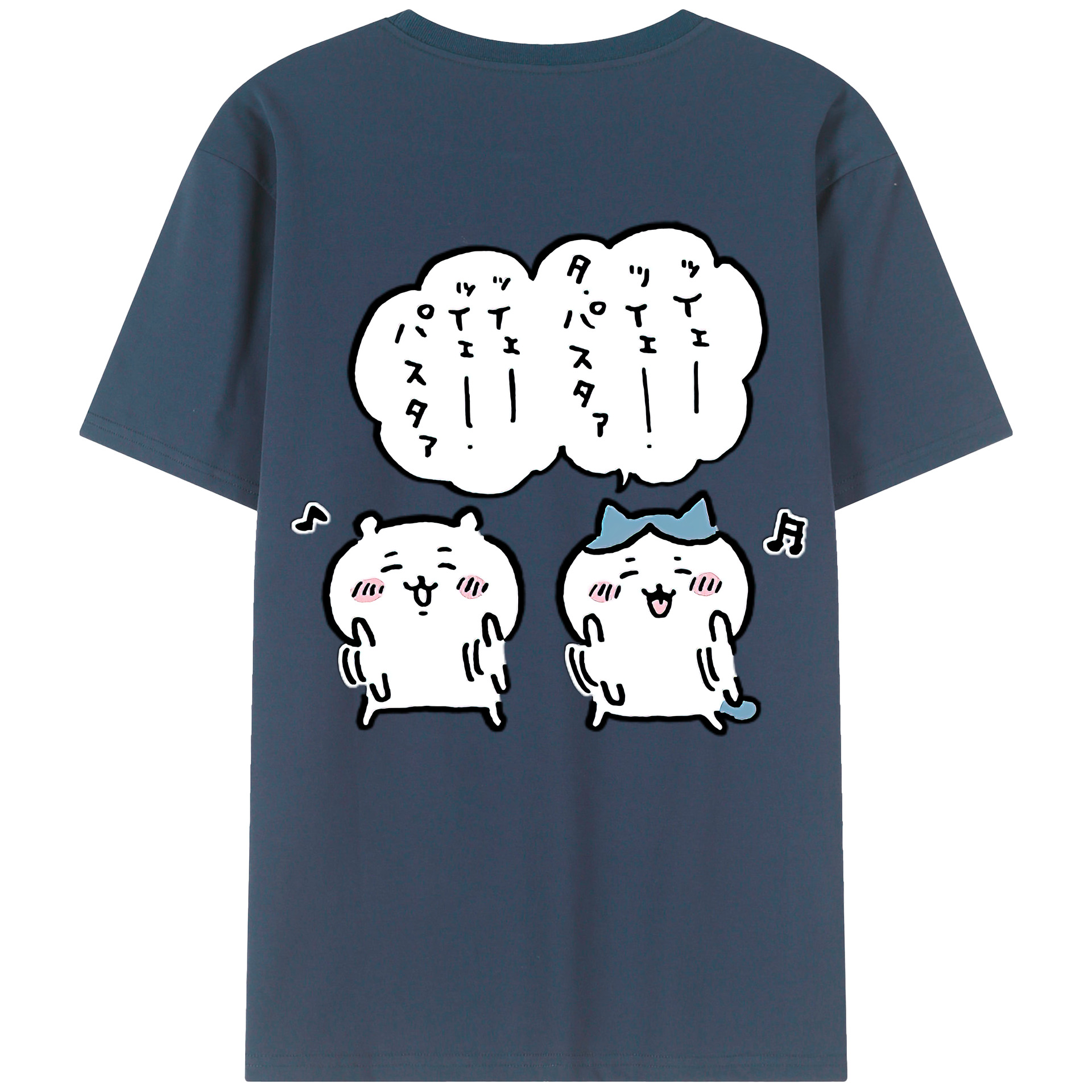 （画像用） ちいかわ ハチワレ Chii-kawa hachiware 綿100％ メンズ半袖Tシャツ（バックプリント） 通気性