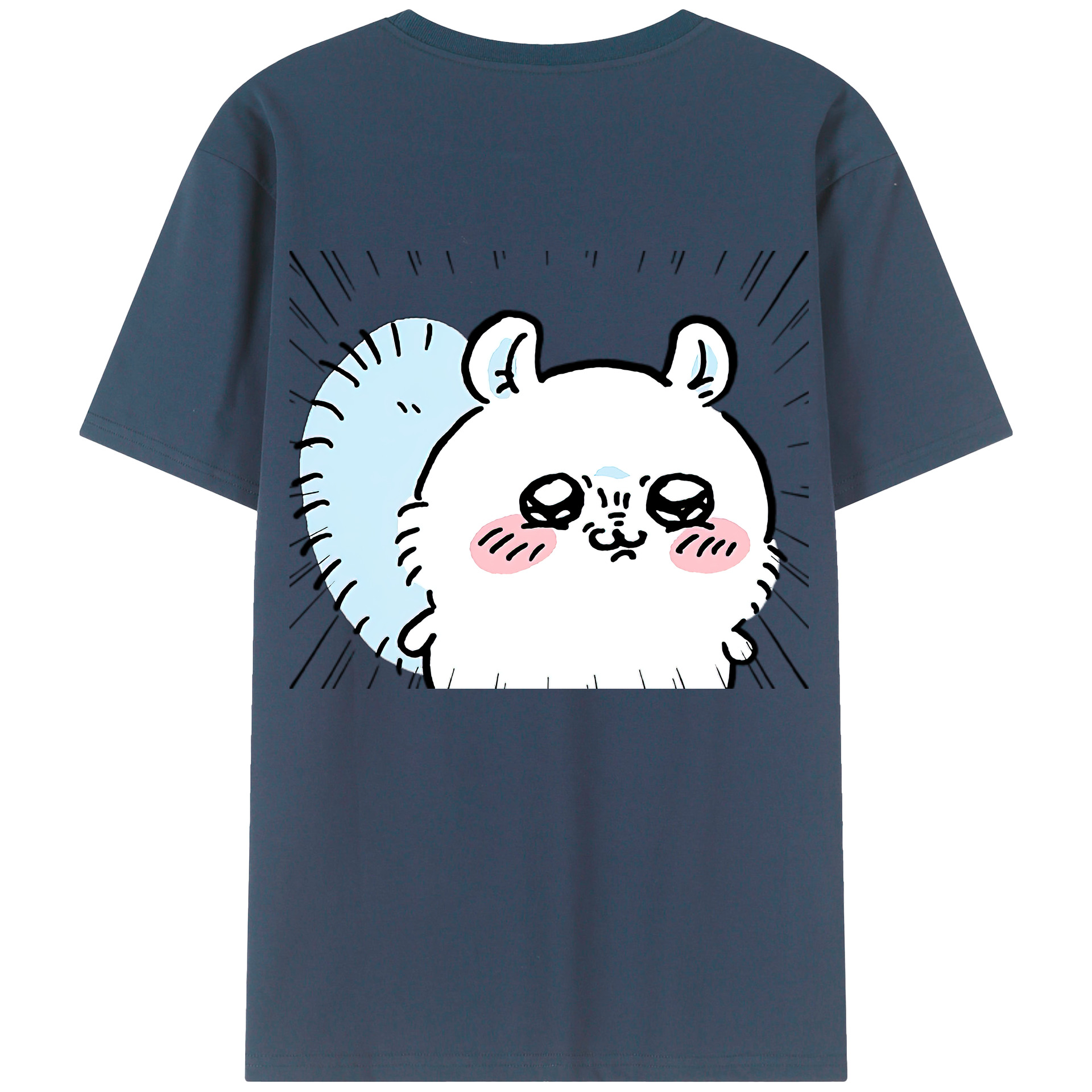 （画像用） ちいかわ モモンガ Chii-kawa Momonga 綿100％ メンズ半袖Tシャツ（バックプリント） 通気性