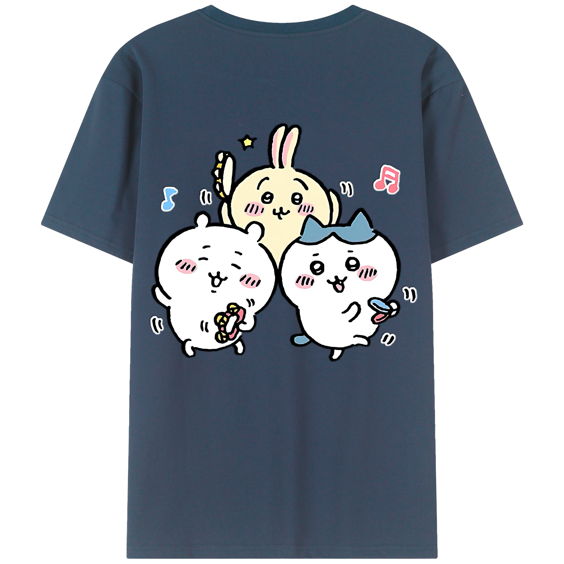 （画像用） ちいかわ ハチワレ Chii-kawa hachiware 綿100％ メンズ半袖Tシャツ（バックプリント） 通気性