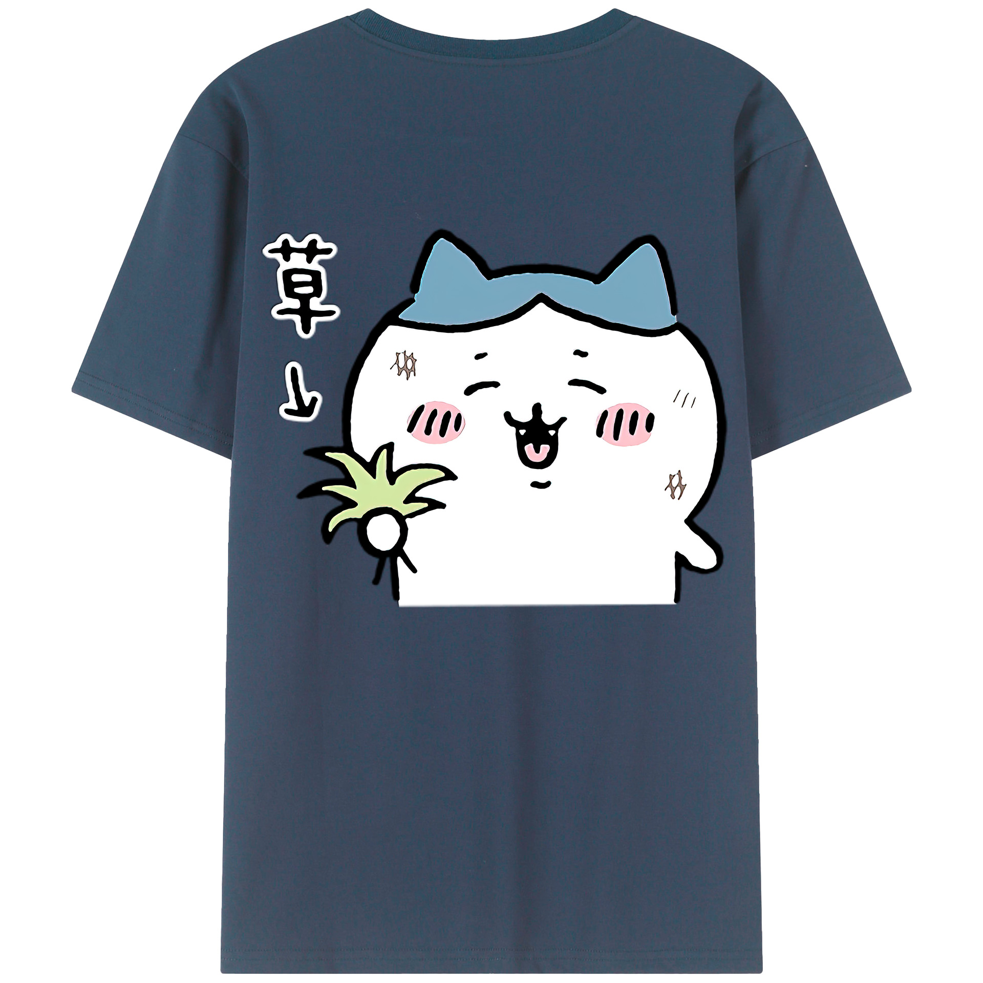 （画像用） ちいかわ ハチワレ Chii-kawa hachiware 綿100％ メンズ半袖Tシャツ（バックプリント） 通気性