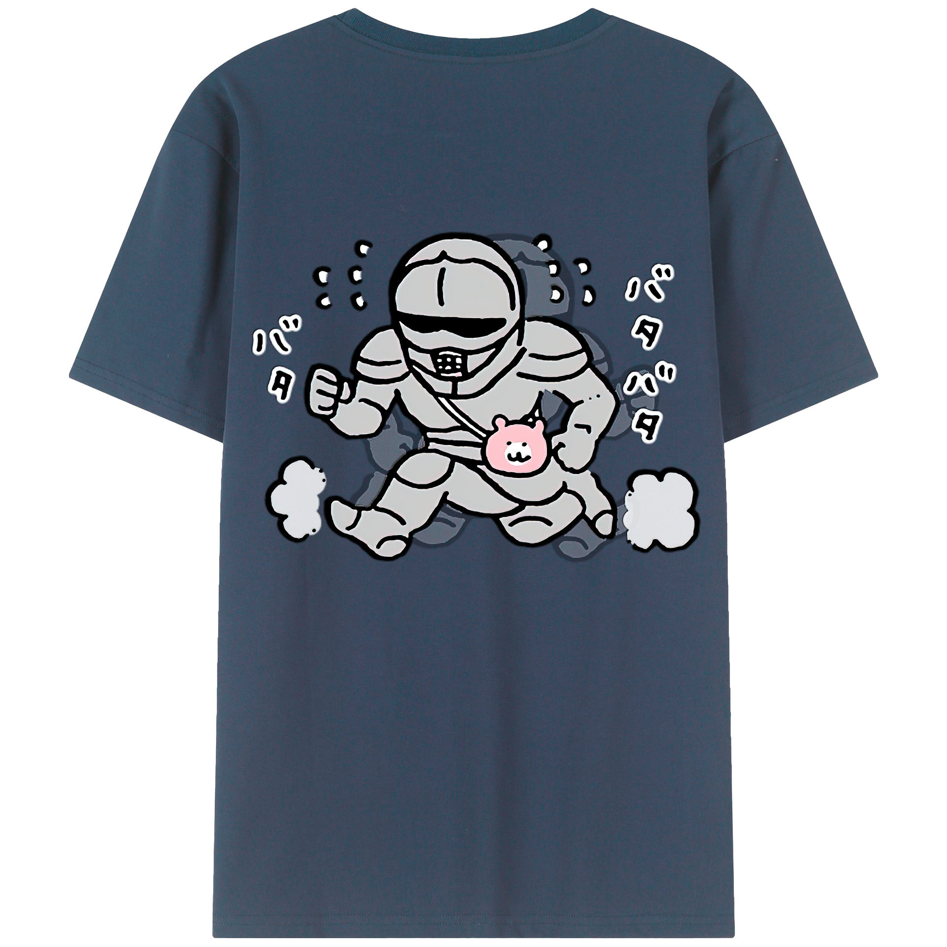 （画像用） ちいかわ 労働の鎧さん Chii-kawa Mr. Armor of Labor 綿100％ メンズ半袖Tシャツ（バックプリント） 通気性