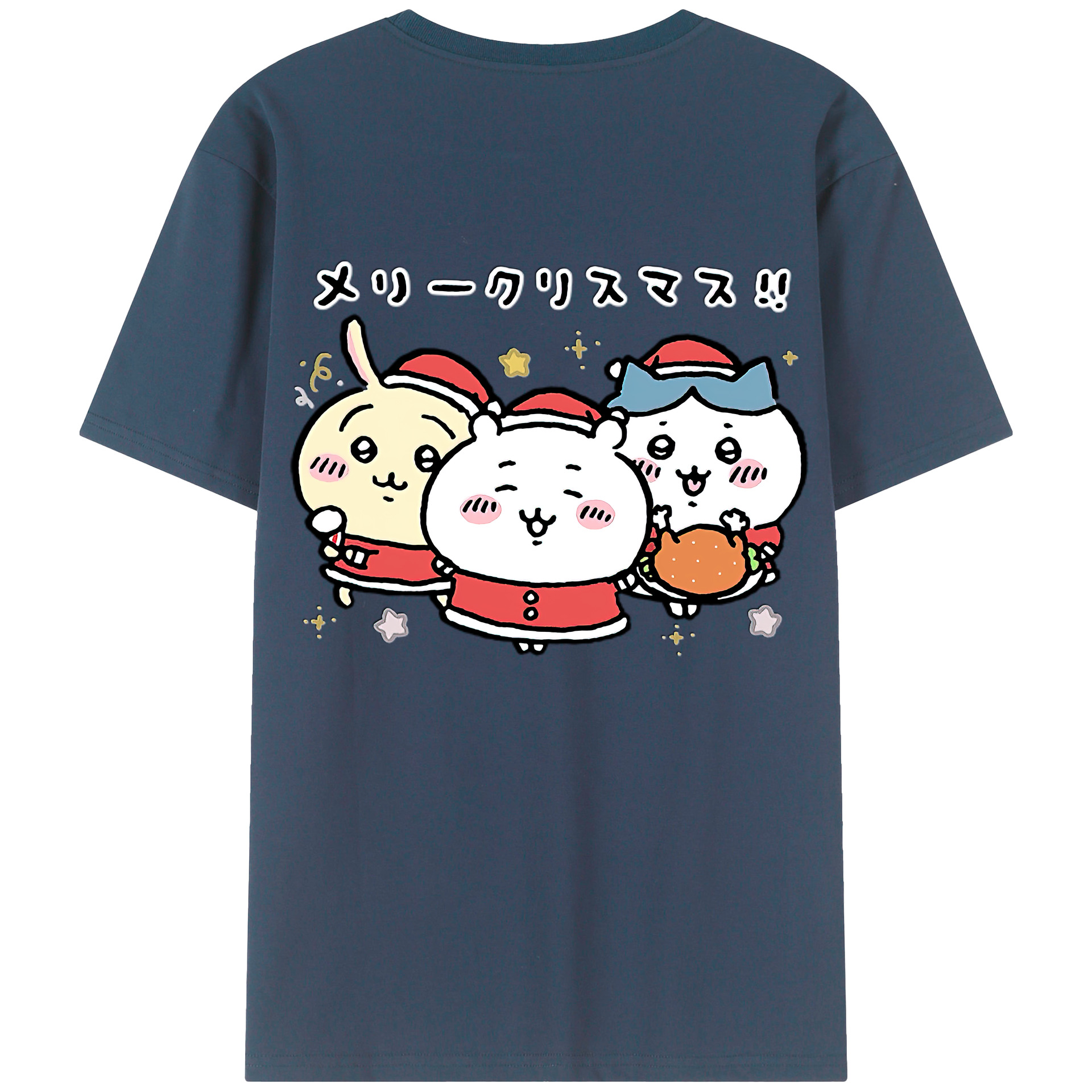 （画像用） ちいかわ ハチワレ Chii-kawa hachiware 綿100％ メンズ半袖Tシャツ（バックプリント） 通気性