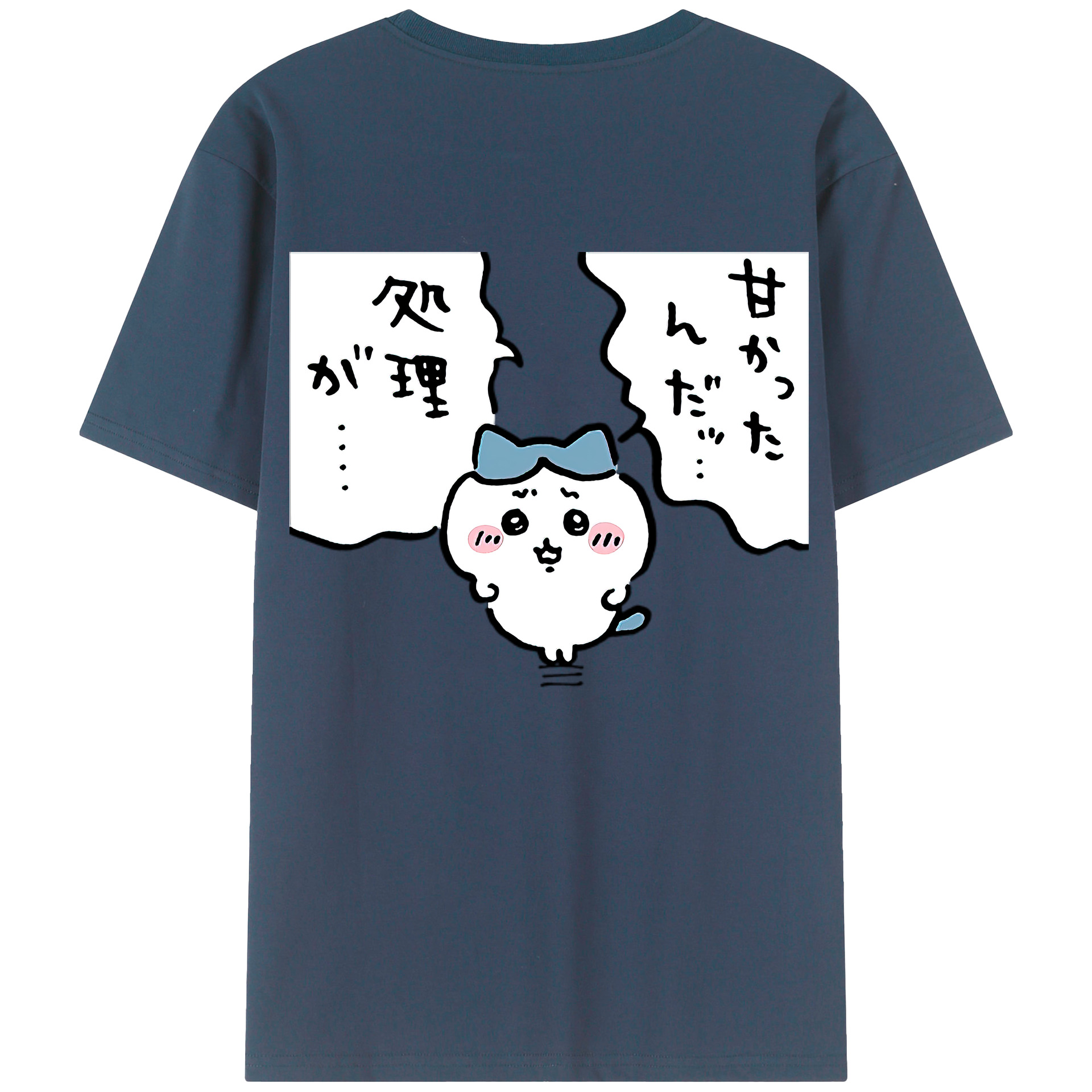 （画像用） ちいかわ ハチワレ Chii-kawa hachiware 綿100％ メンズ半袖Tシャツ（バックプリント） 通気性