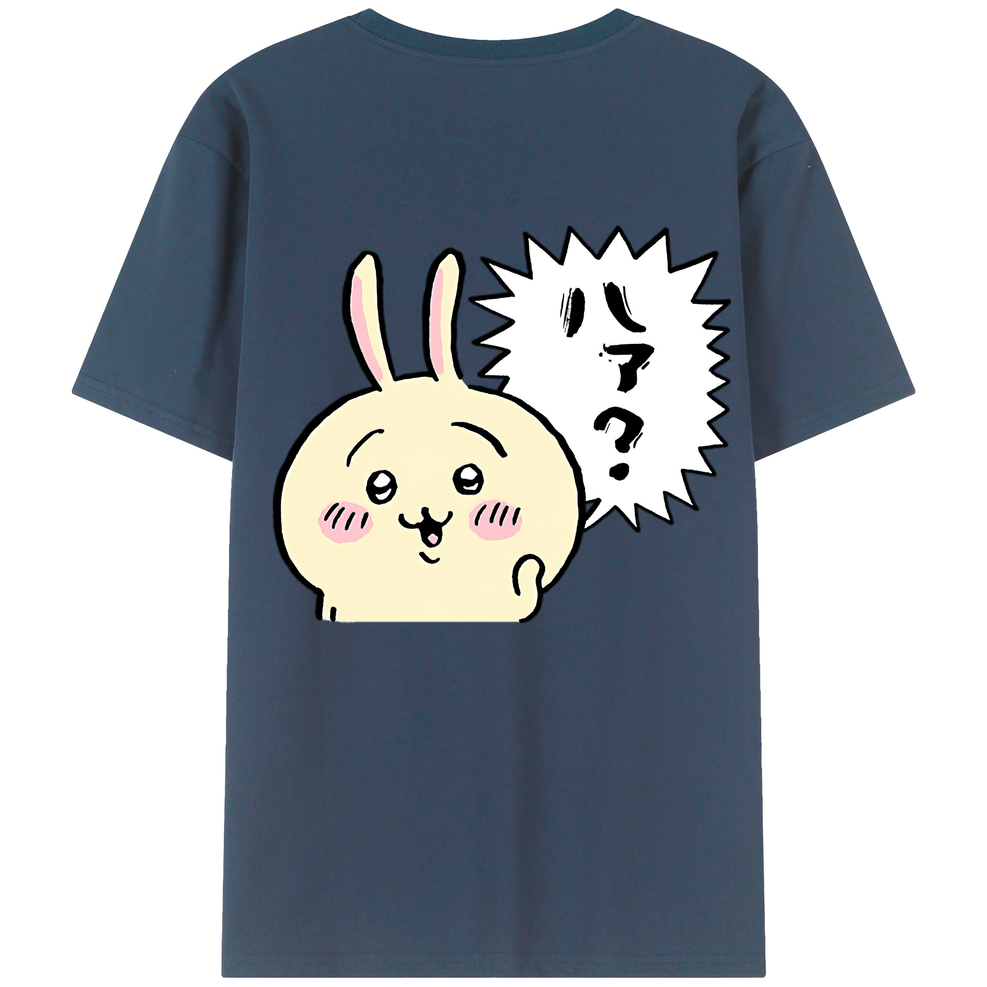 （画像用） ちいかわ うさぎ Chii-kawa usagi 綿100％ メンズ半袖Tシャツ（バックプリント） 通気性